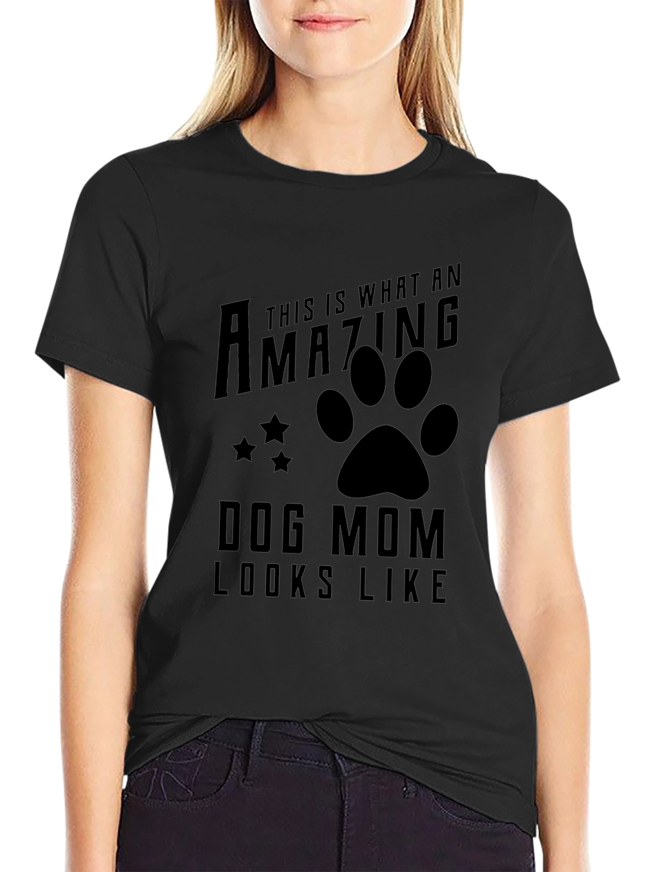 Black Amazing Dog Mom T-Shirt - Black Graphic Tee view 2