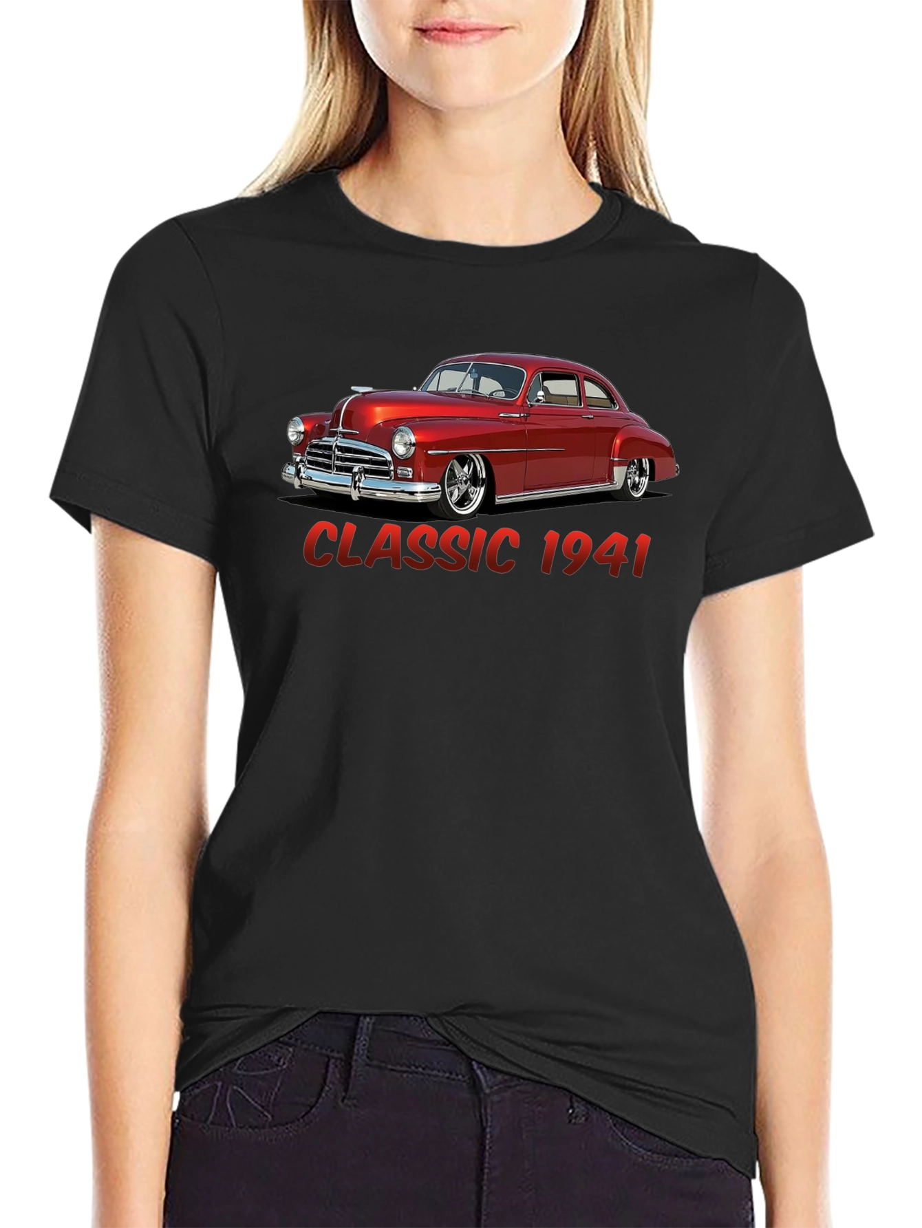 Black Classic 1941 Car Graphic T-Shirt view 2
