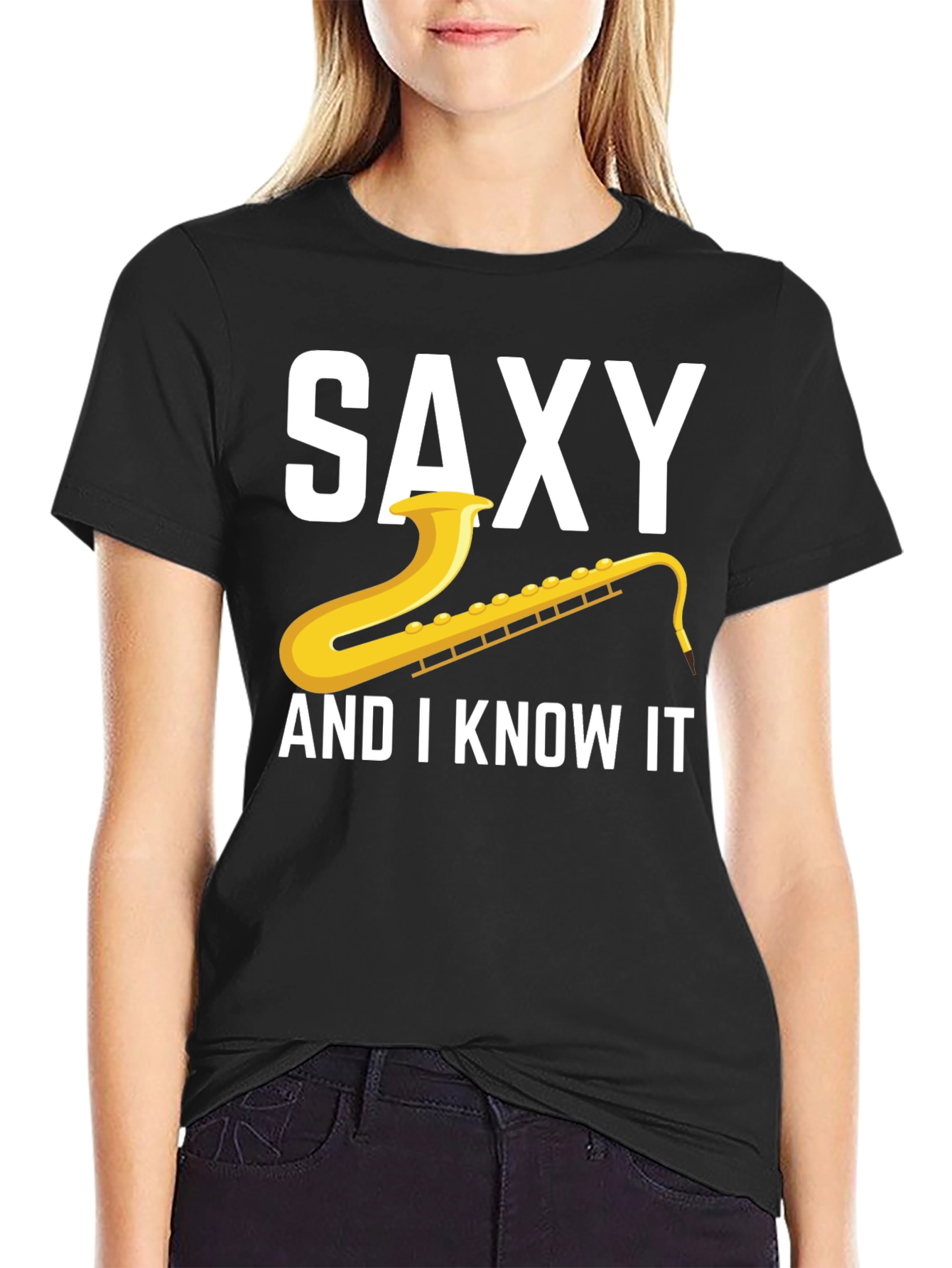 Black Saxy And I Know It T-Shirt view 2
