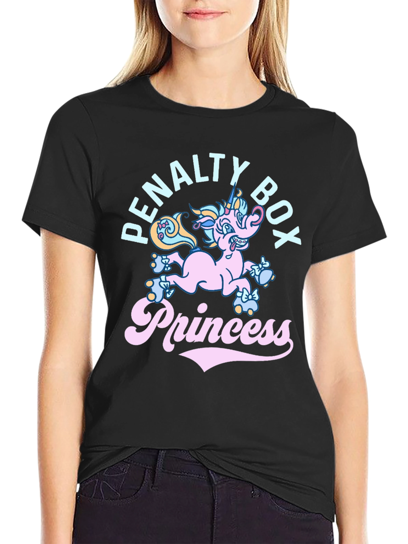 Black Penalty Box Princess T-Shirt - Funny Unicorn Tee view 2
