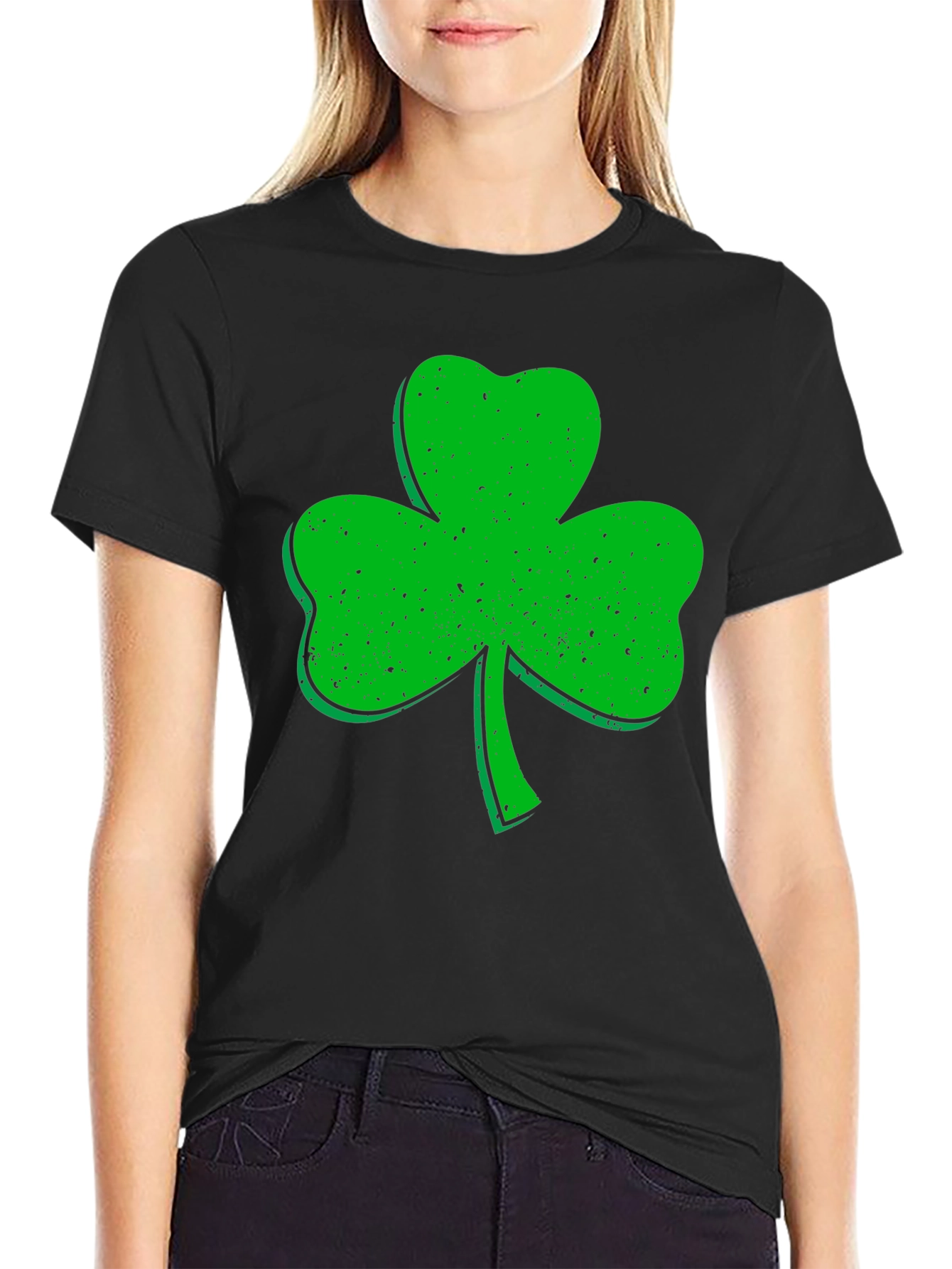 Black Shamrock Graphic Tee - St. Patrick's Day Apparel view 2