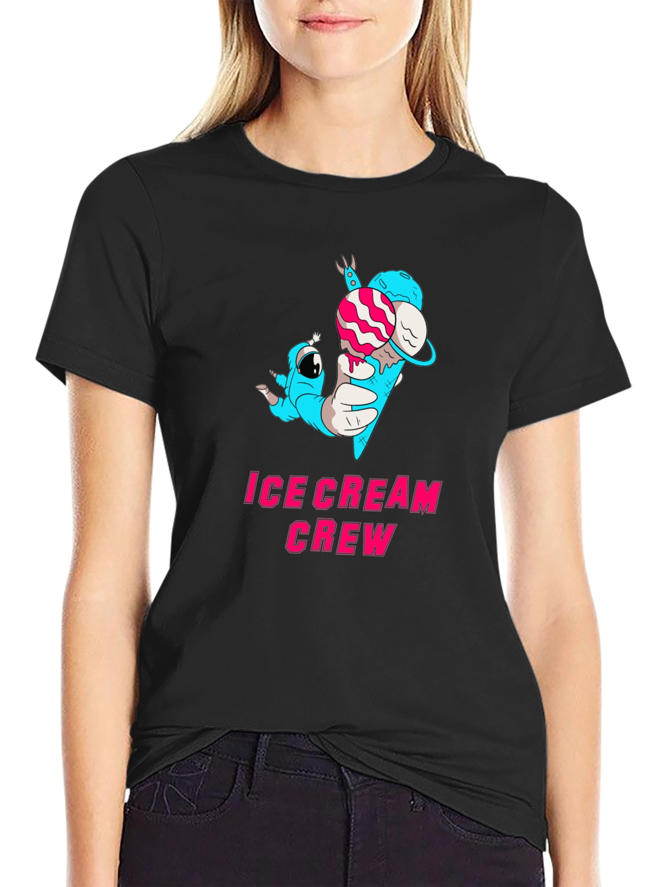 Black Ice Cream Crew Graphic Tee - Black Cotton Blend view 2
