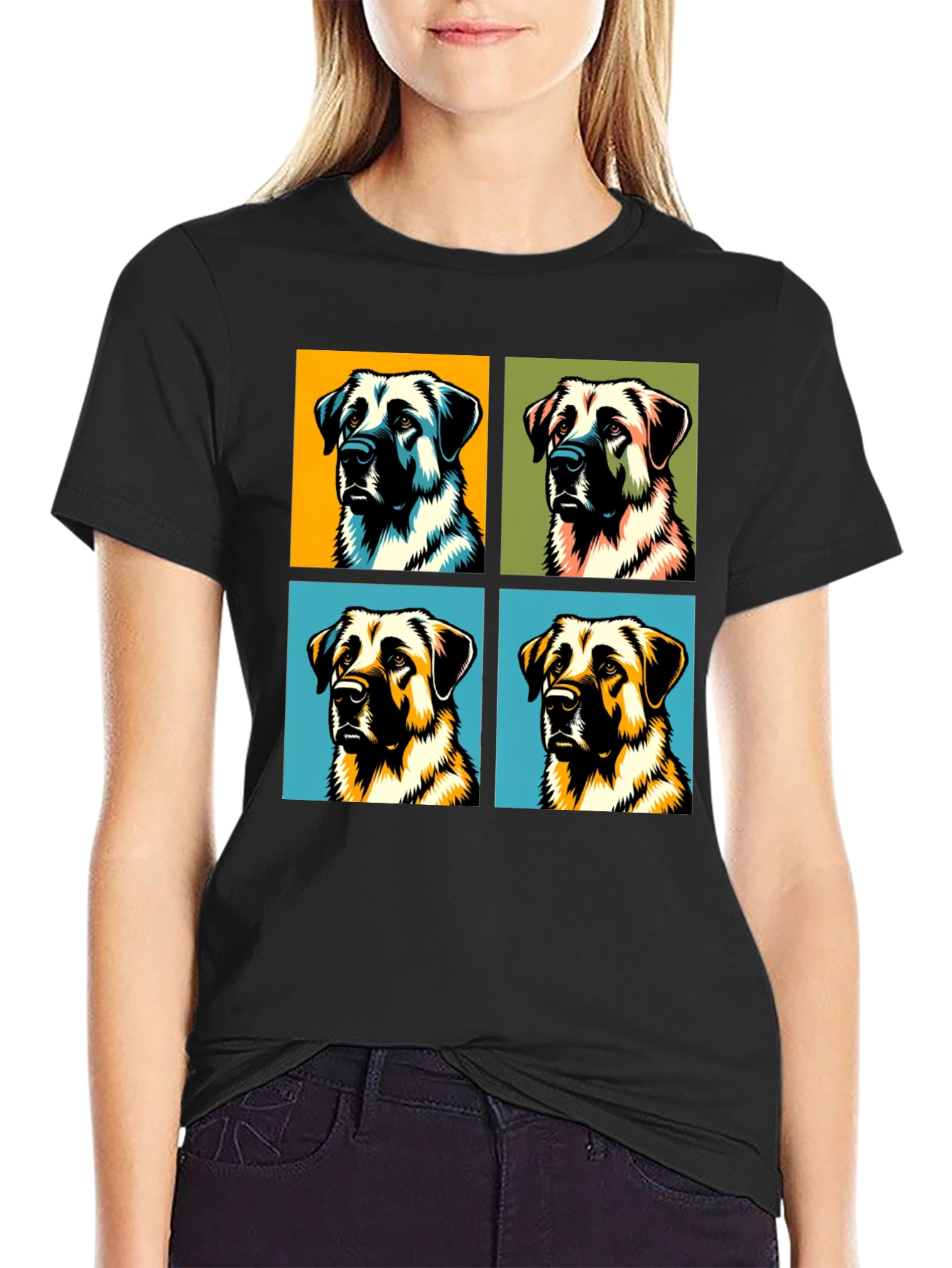 Black Dog Pop Art Black T-Shirt view 2
