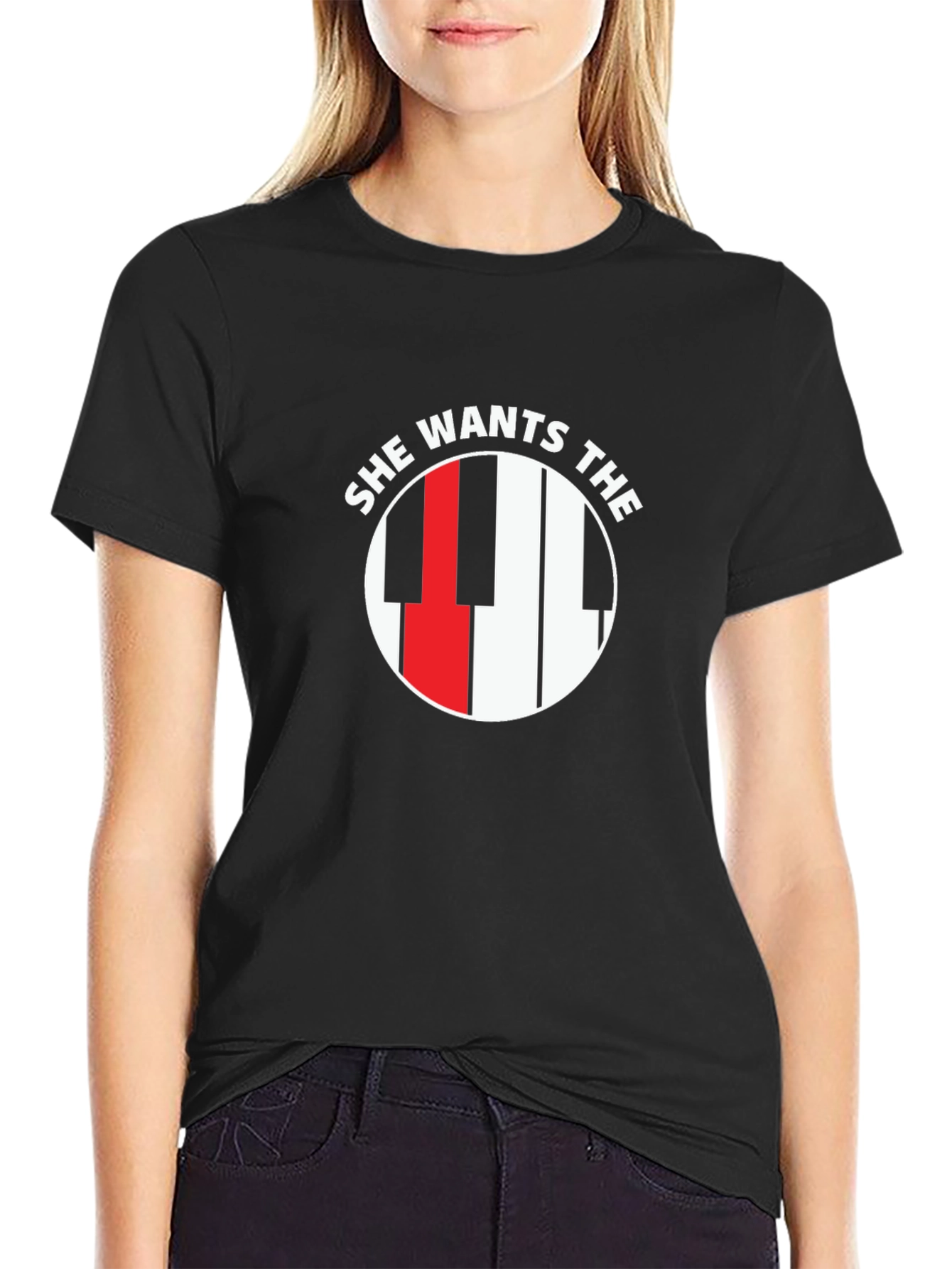 Black She Wants The Piano T-Shirt view 2