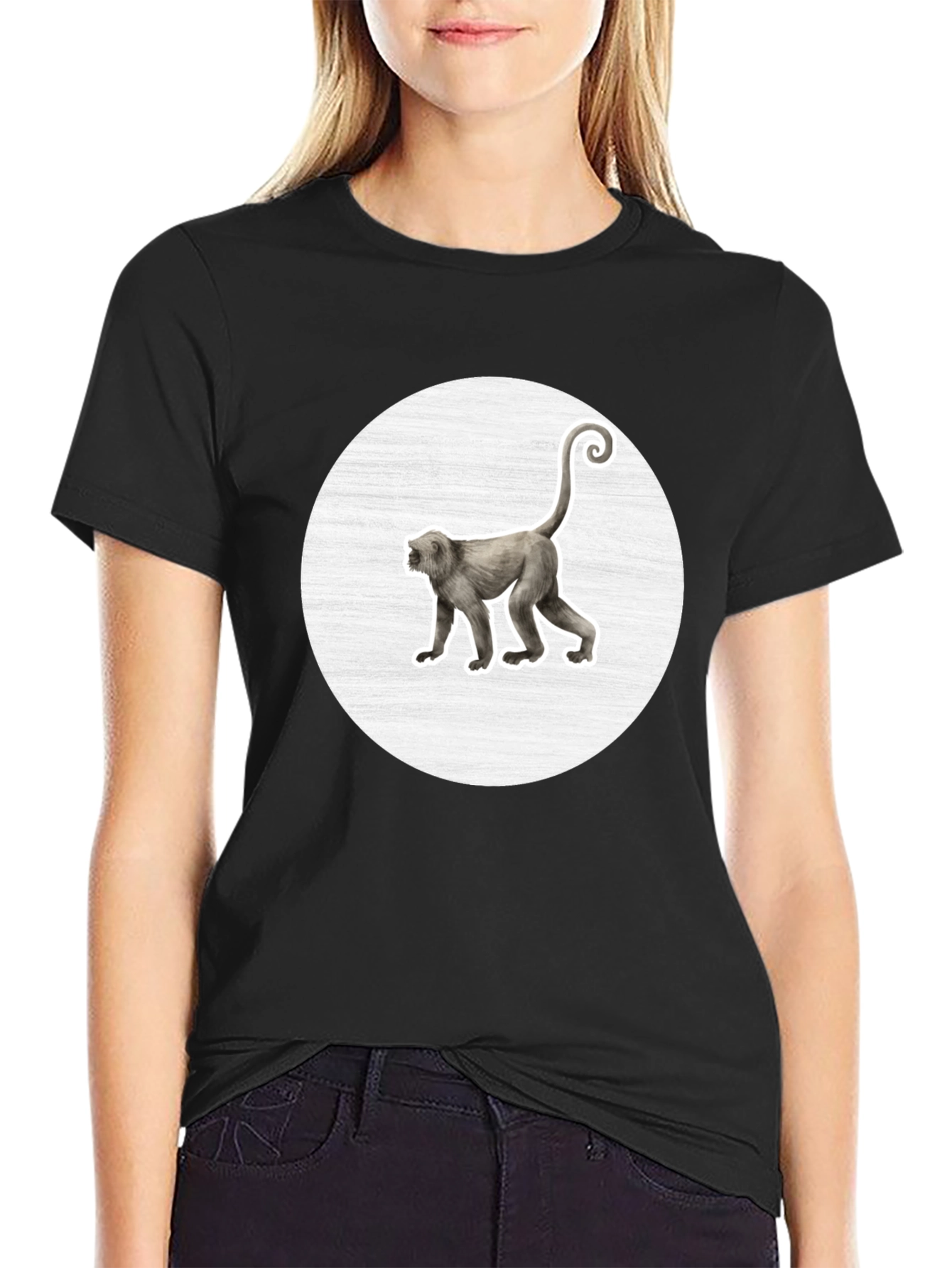 Black Monkey Graphic Black Crew Neck T-Shirt view 2