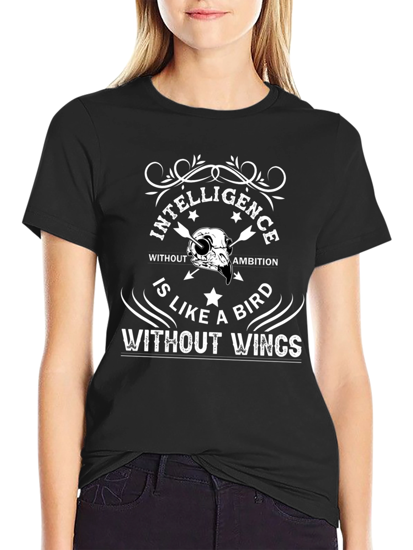 Black Intelligence Without Ambition Graphic Tee view 2