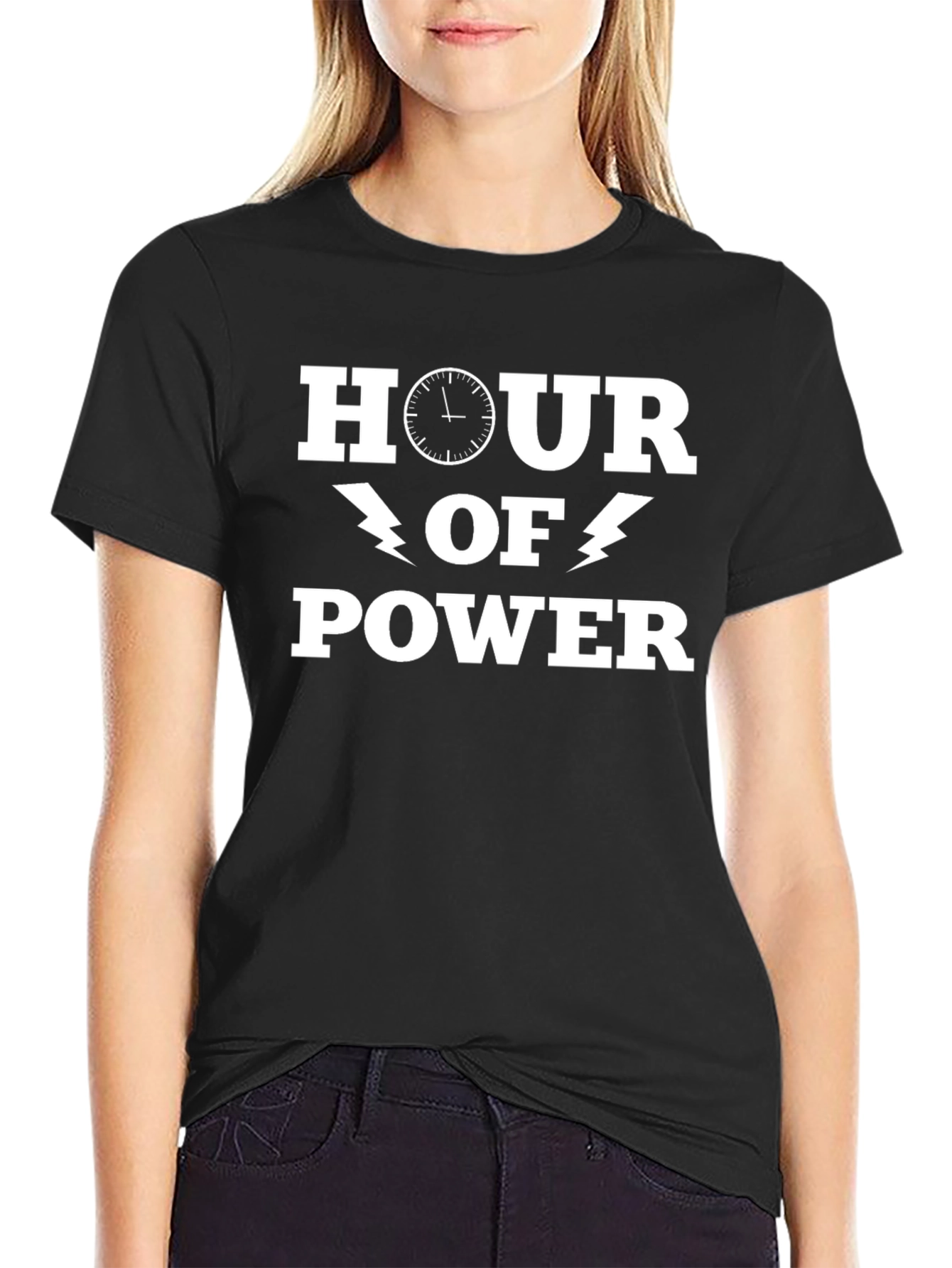 Black Hour Of Power Graphic Tee - Bold Statement T-Shirt view 2