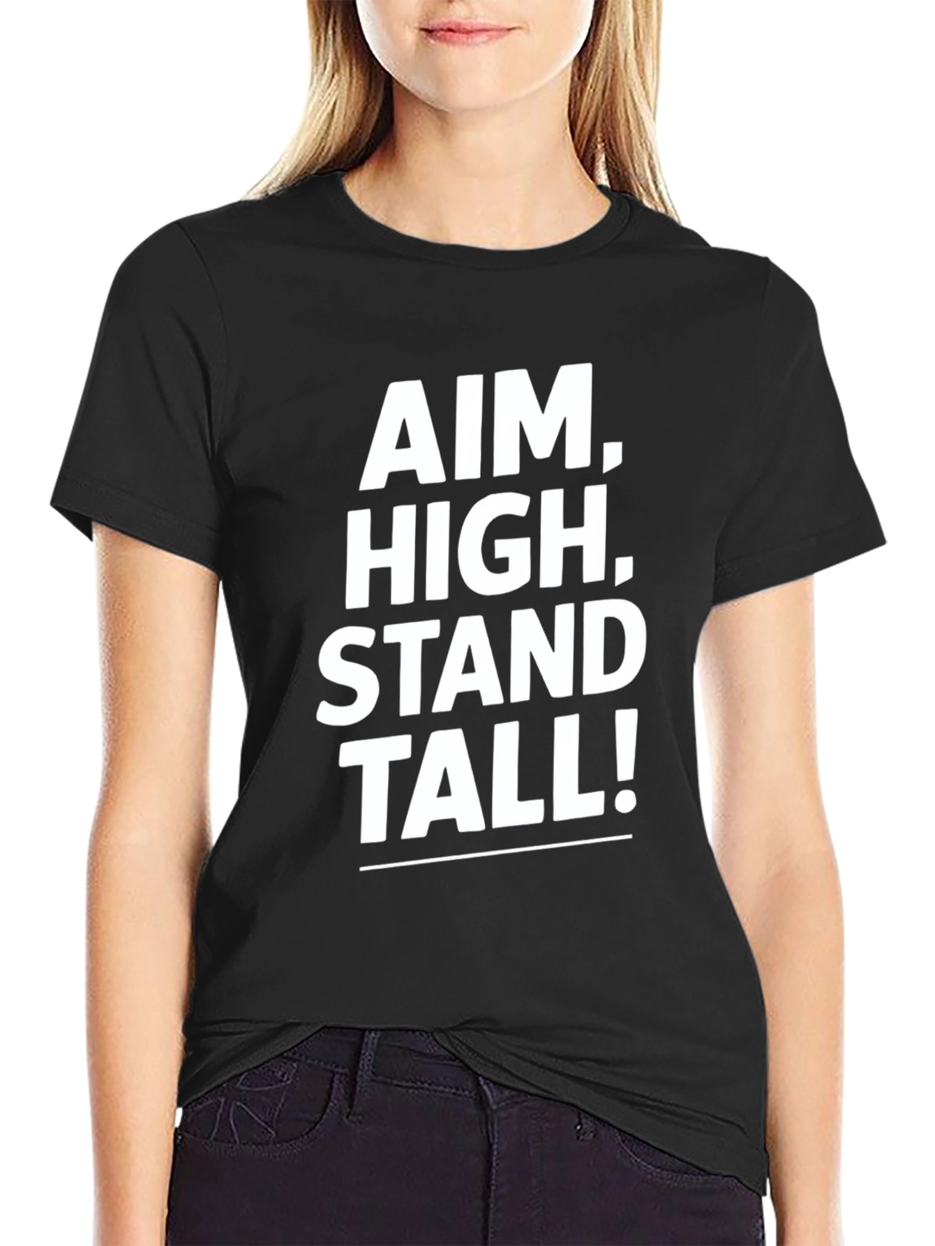 Black Aim High Stand Tall Black Graphic T-Shirt view 2