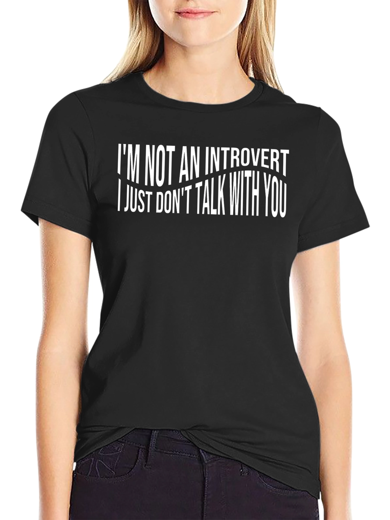 Black Introvert Humor Tee - "I Just Don't Talk With You" view 2