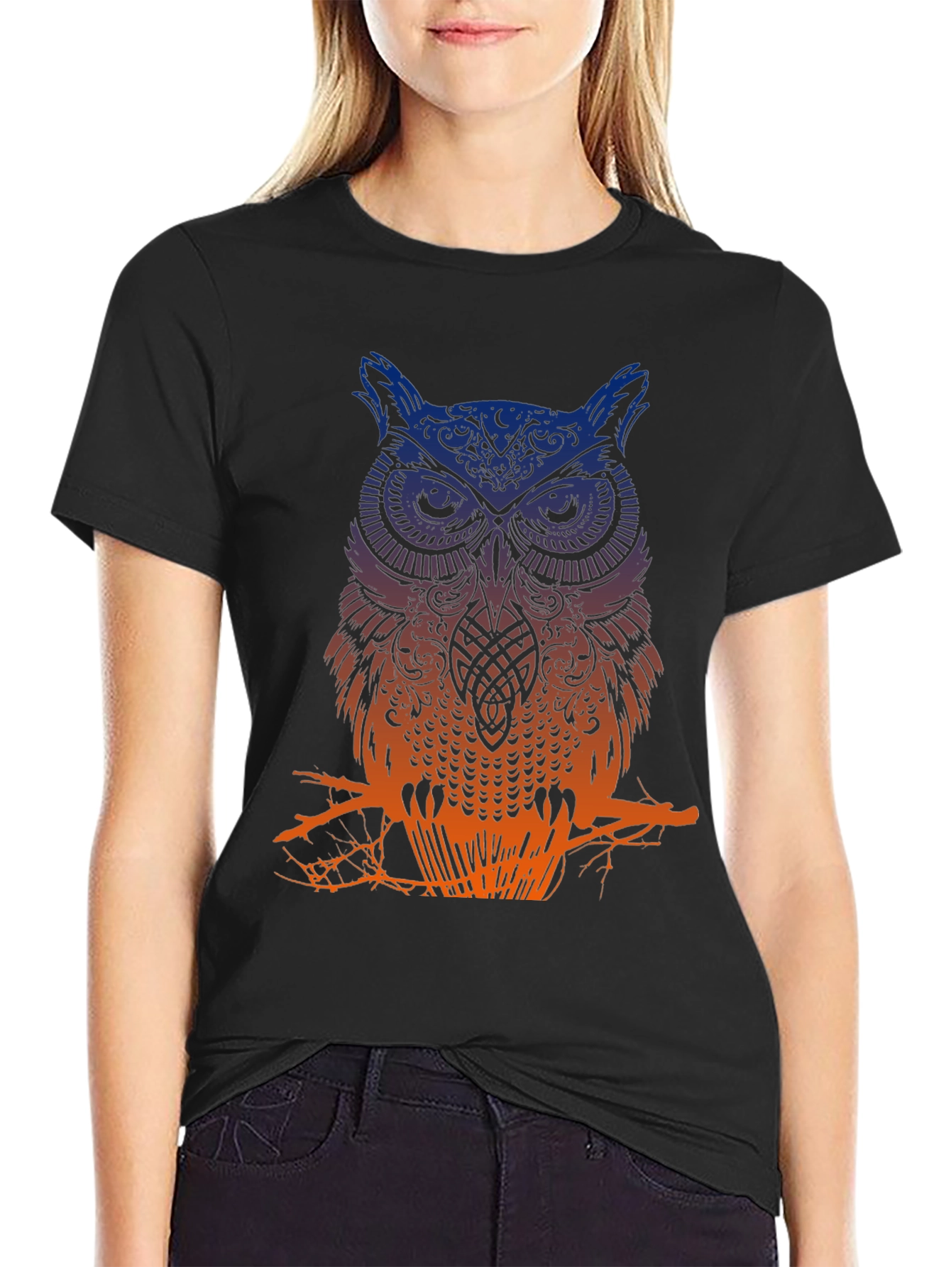 Black Owl Graphic Tee - Men's Black T-Shirt view 2