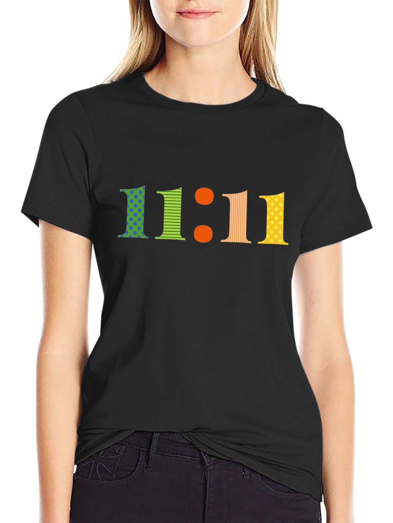 Black 11:11 Graphic Print T-Shirt view 2