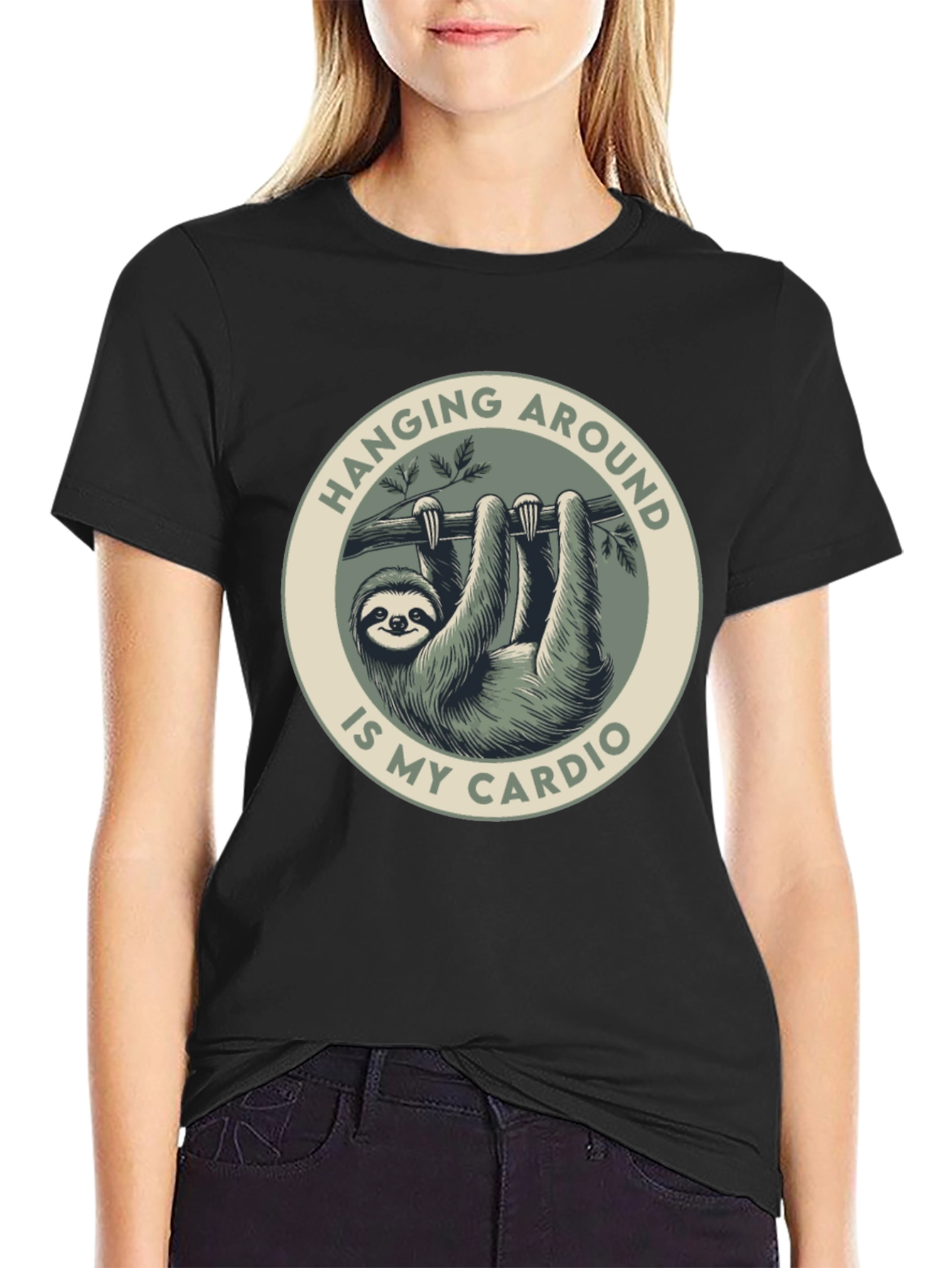 Black Sloth Cardio Graphic Tee - Hang Around in Style! view 2