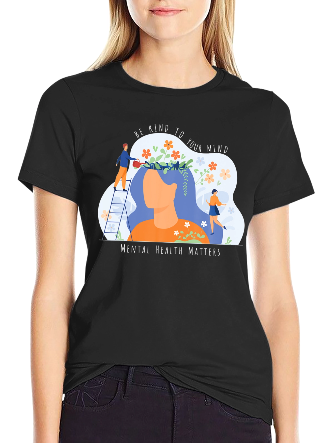 Black Mental Health Matters Graphic Tee - Be Kind To Your Mind view 2