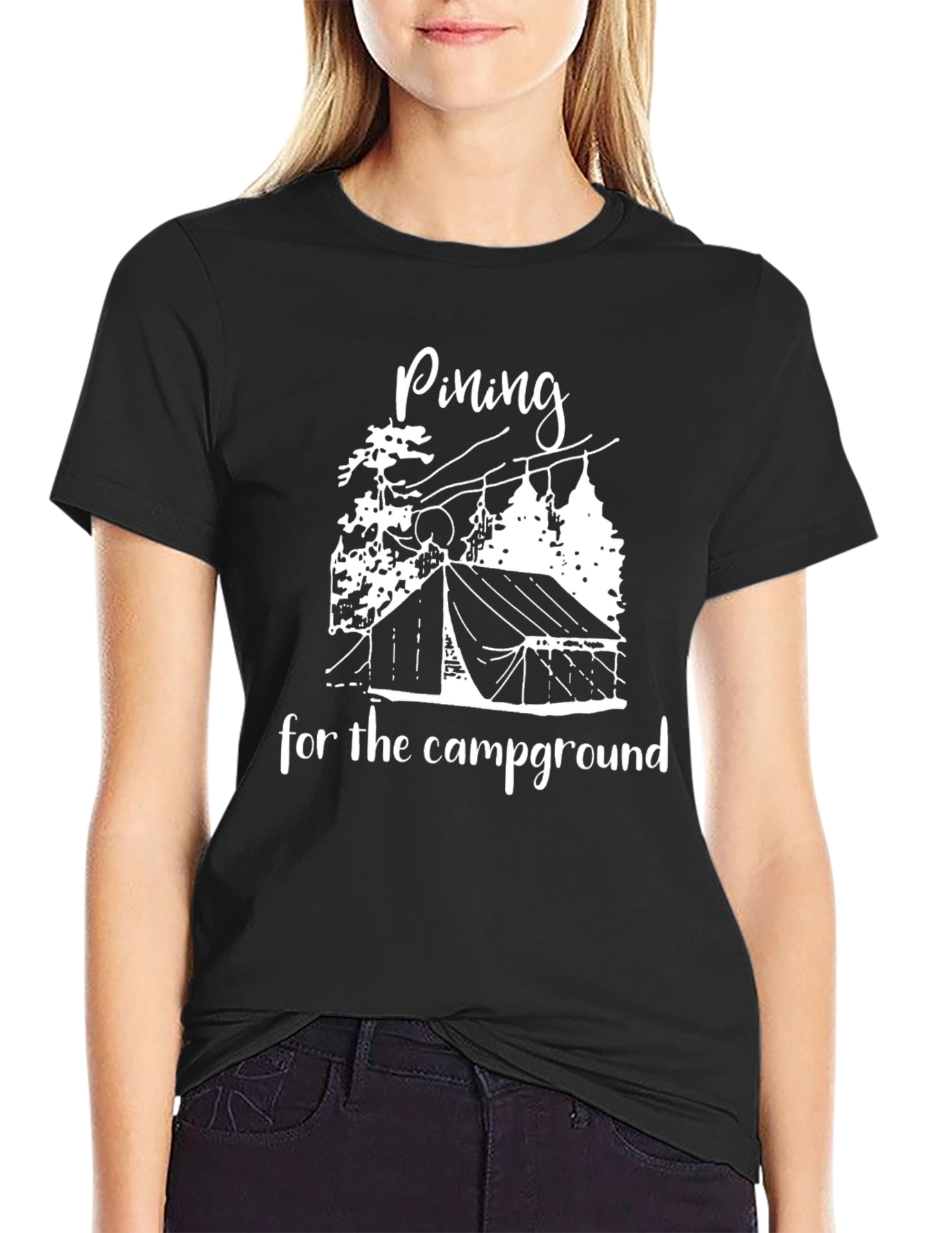 Black Pining for the Campground Graphic T-Shirt view 2