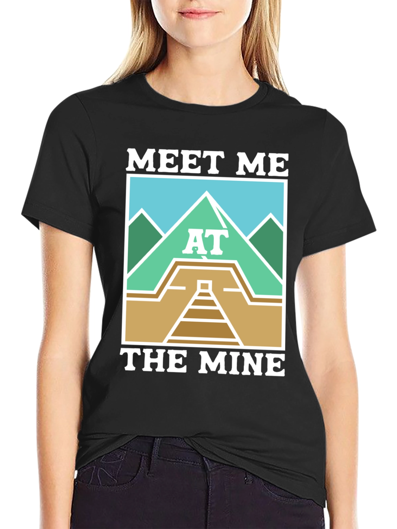 Black Meet Me at The Mine T-Shirt - Cool Graphic Tee view 2