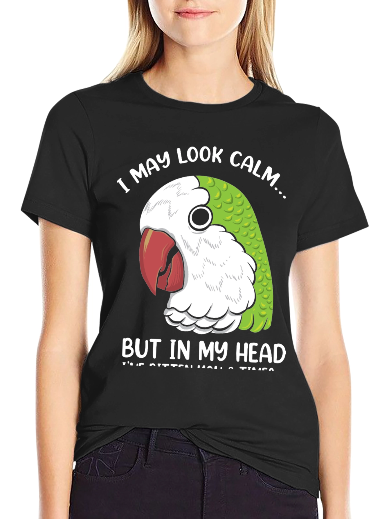 Black Calm Parrot T-Shirt view 2