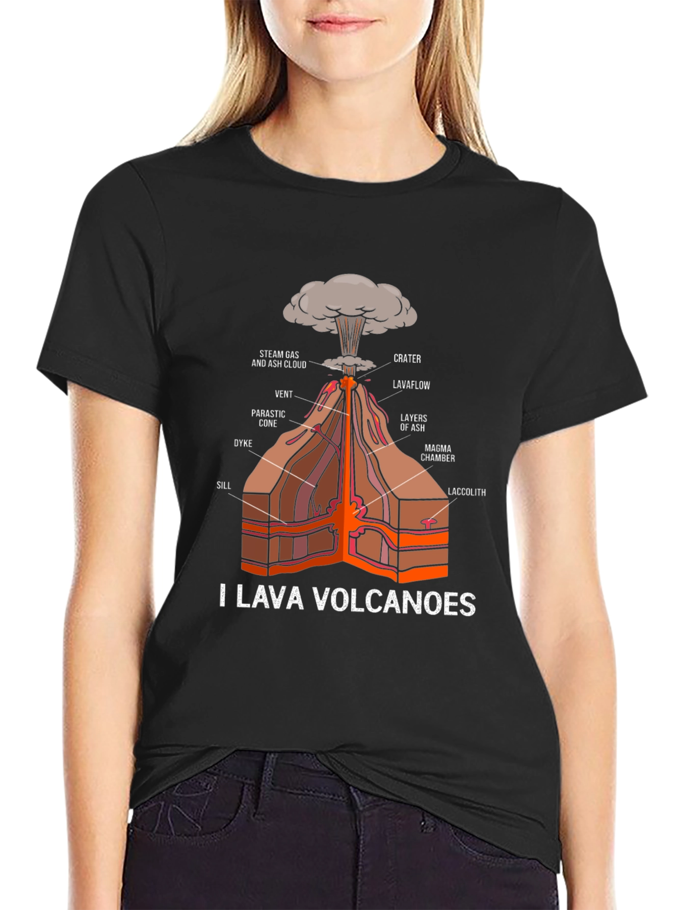 Black I Lava Volcanoes Black Graphic Tee view 2