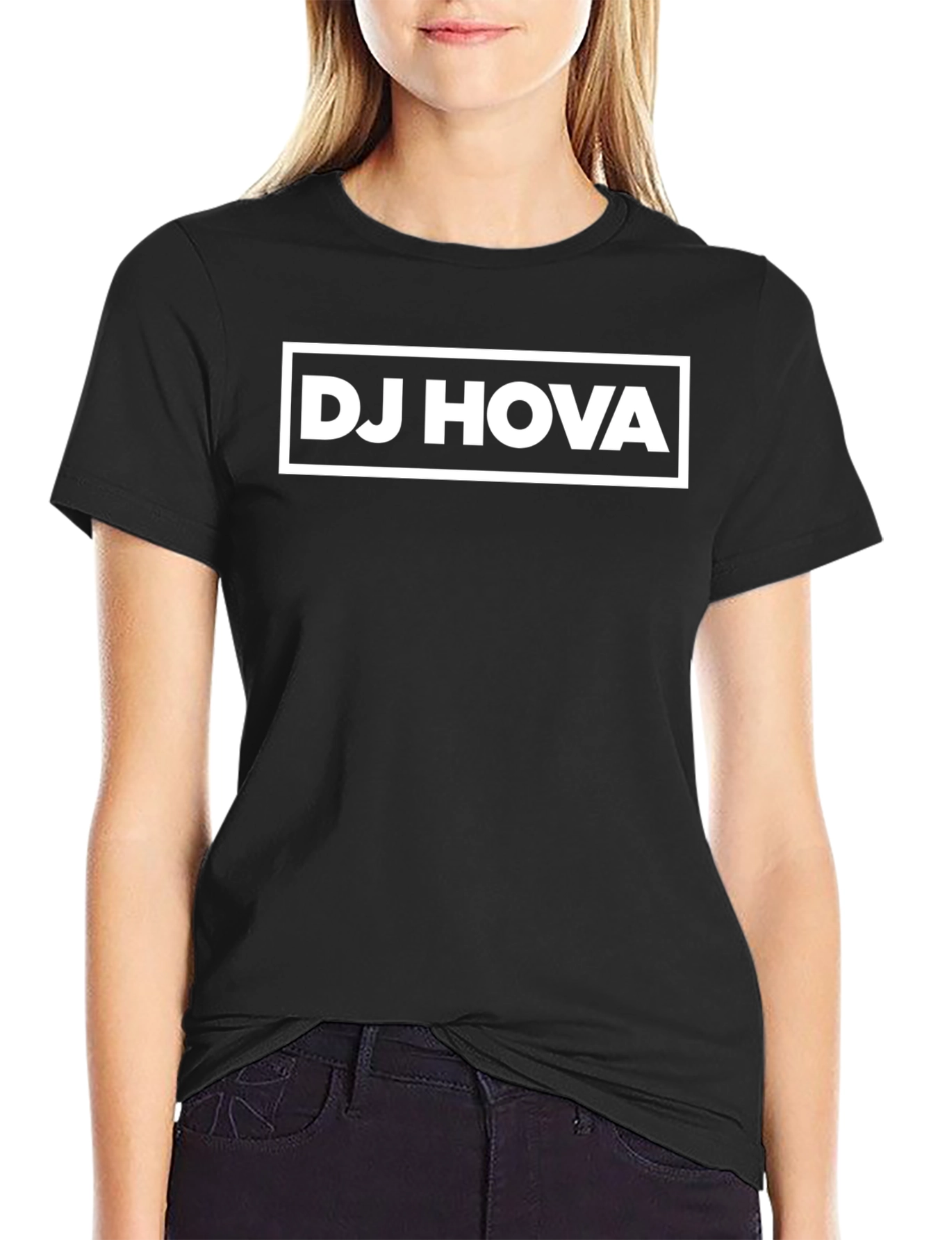 Black DJ HOVA Graphic T-Shirt - Classic Crew Neck view 2