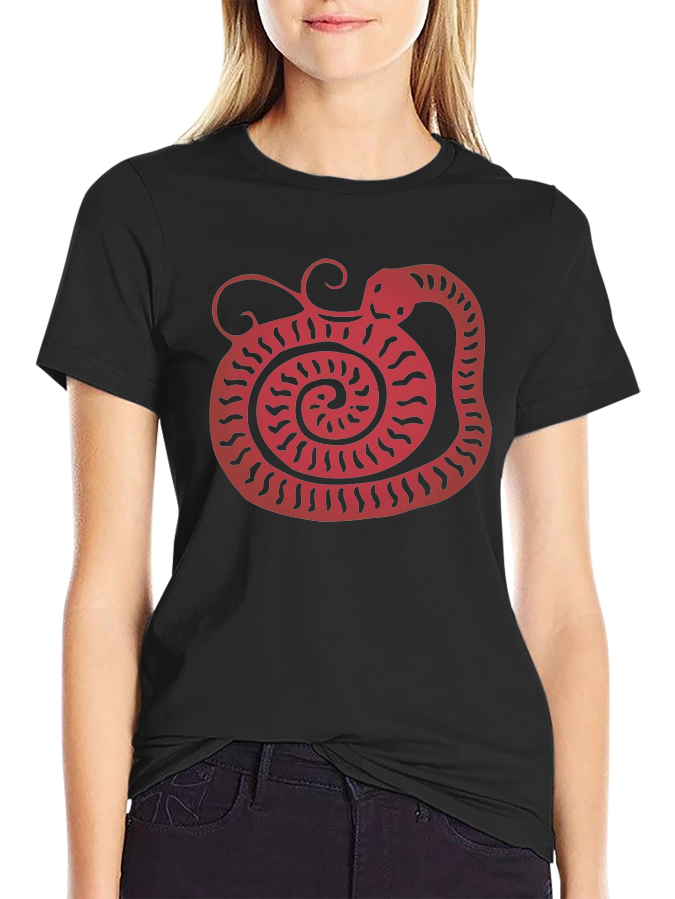 Black Snake Graphic Tee - Unique Red Serpent Design view 2