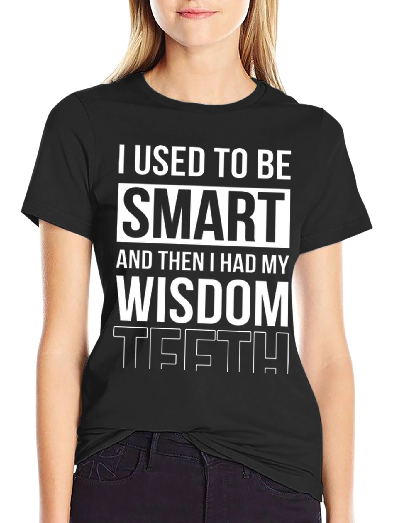 Black Humorous Wisdom Teeth Graphic Tee view 2