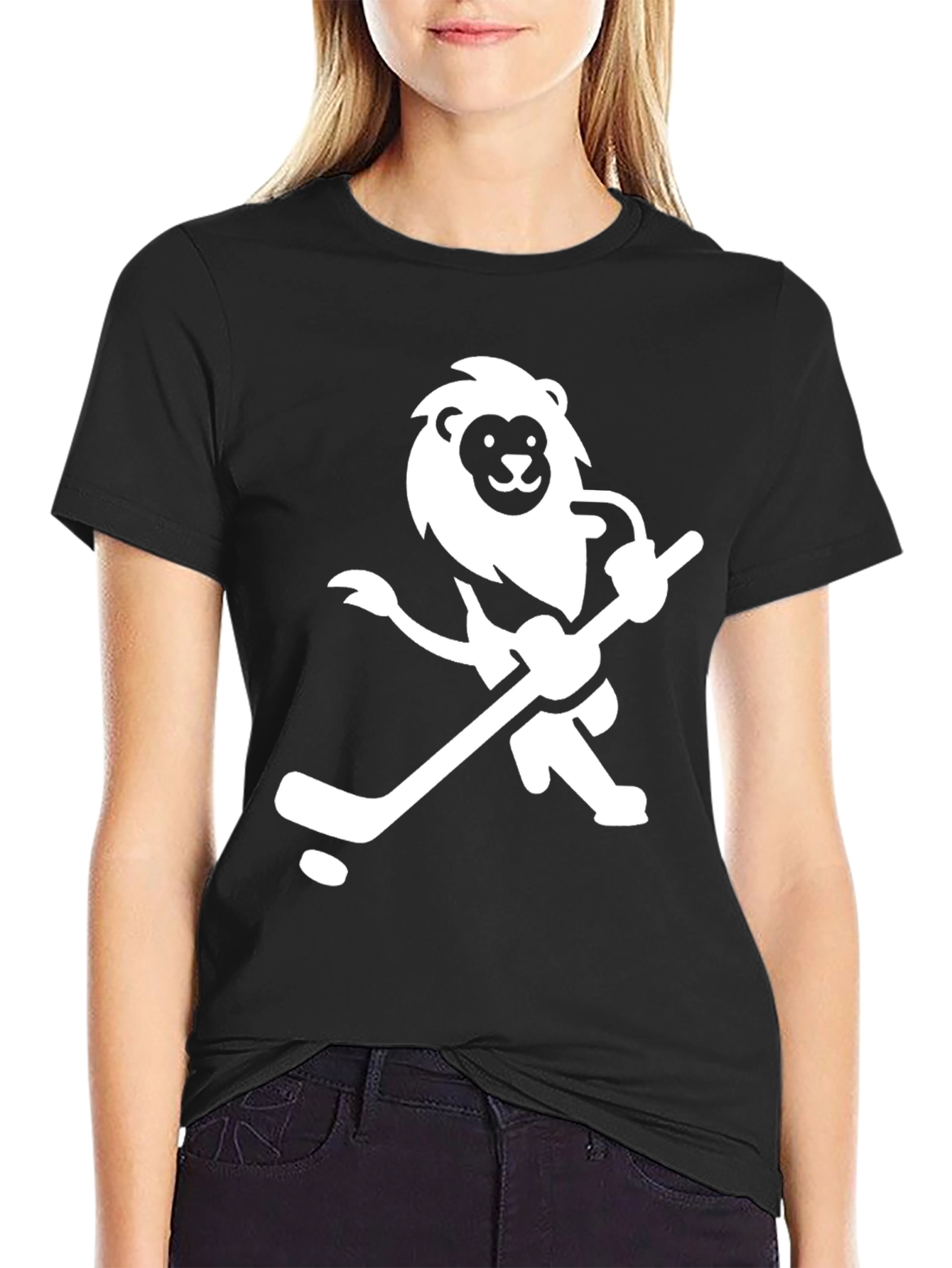 Black Lion Hockey T-Shirt - Black Cotton Graphic Tee view 2