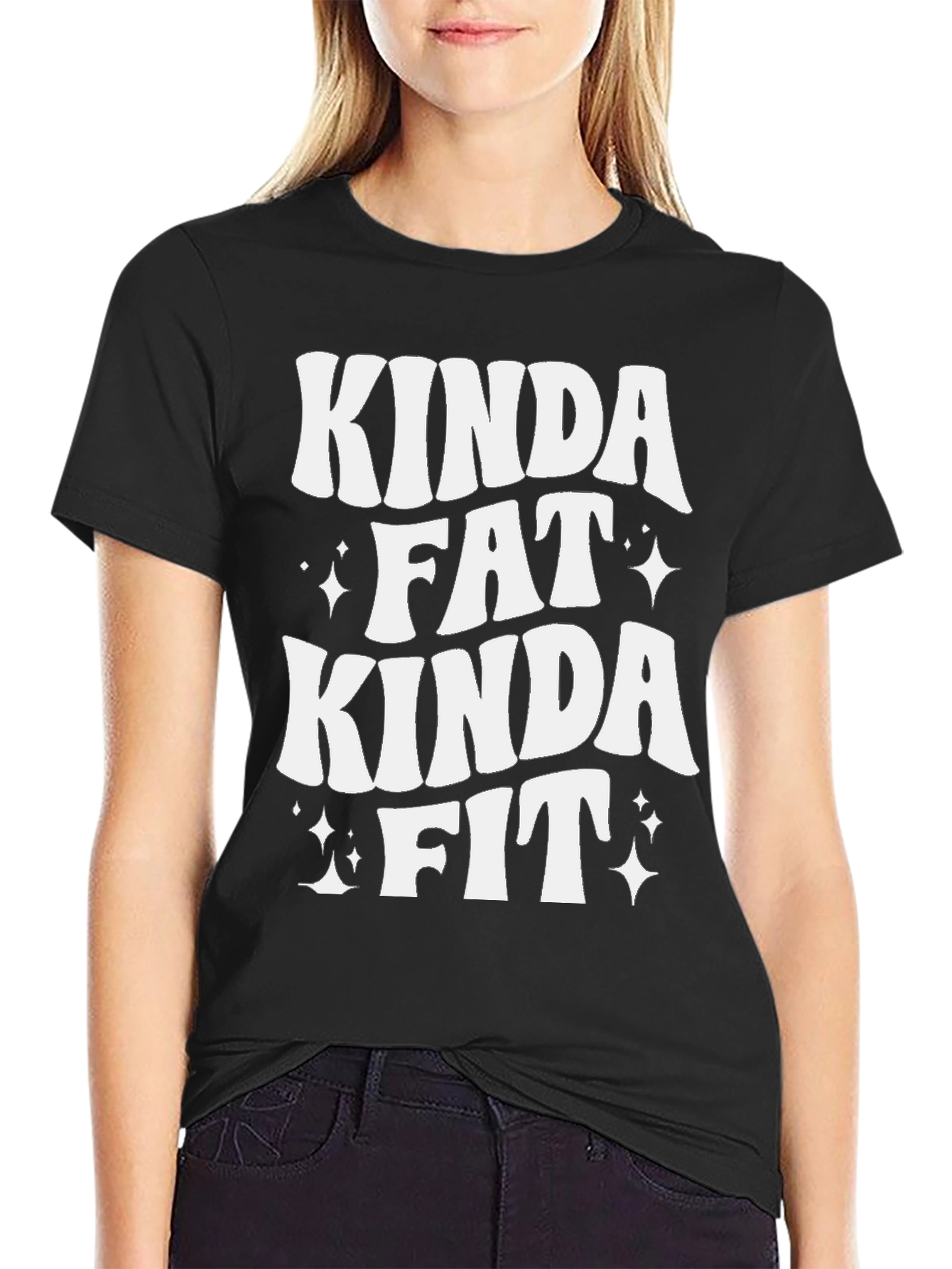 Black Kinda Fat Kinda Fit Graphic Tee - Unisex view 2