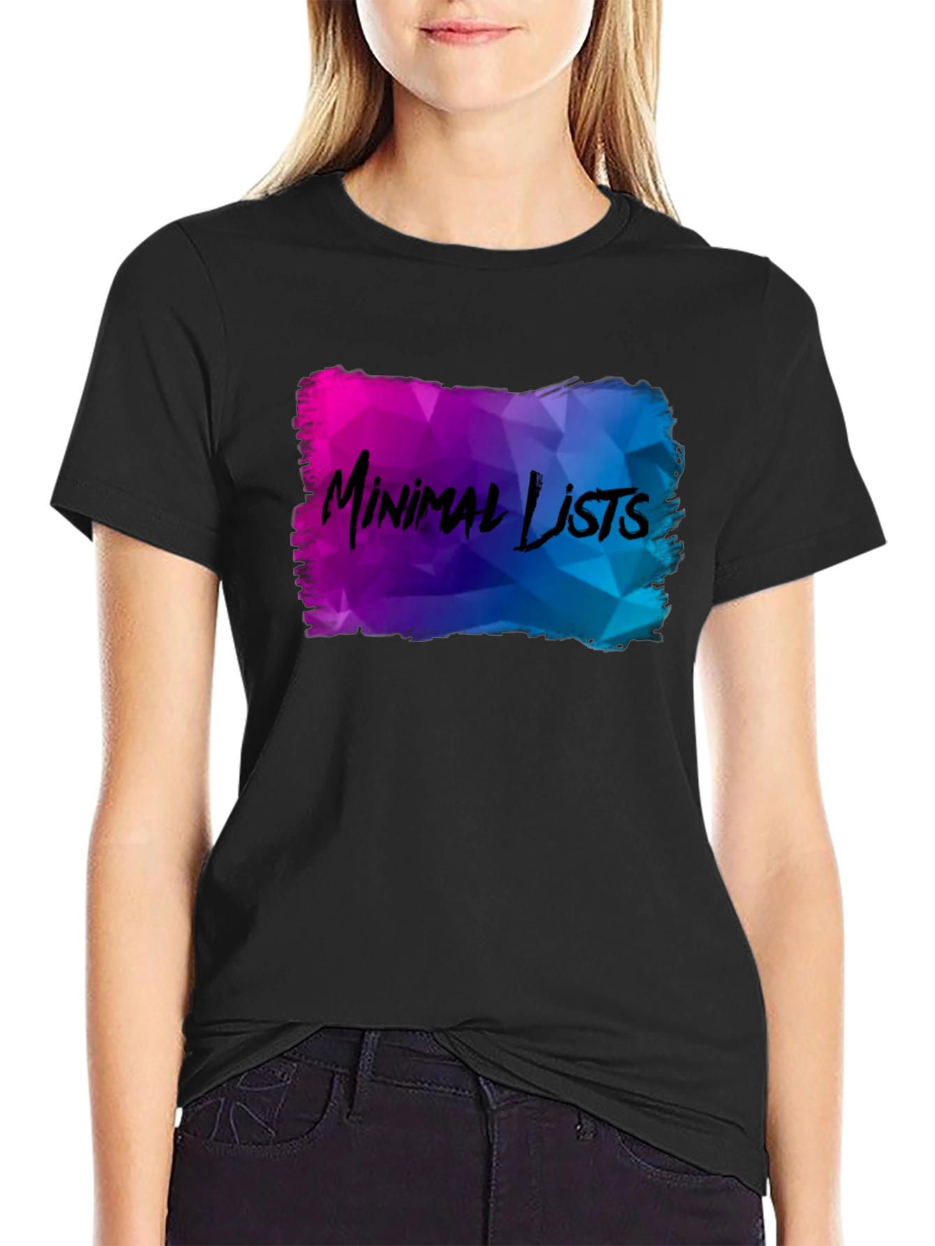 Black Minimal Lists Graphic T-Shirt - Unique Design view 2