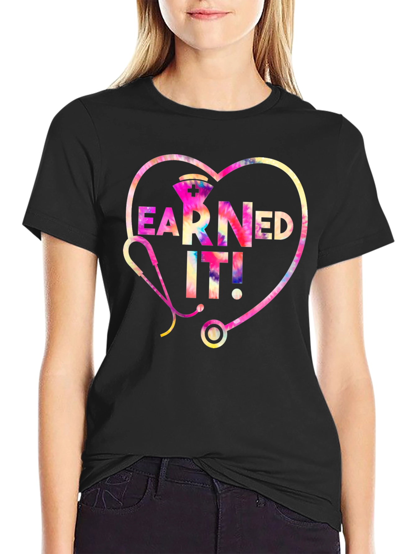 Black Earned It! Nurse T-Shirt view 2