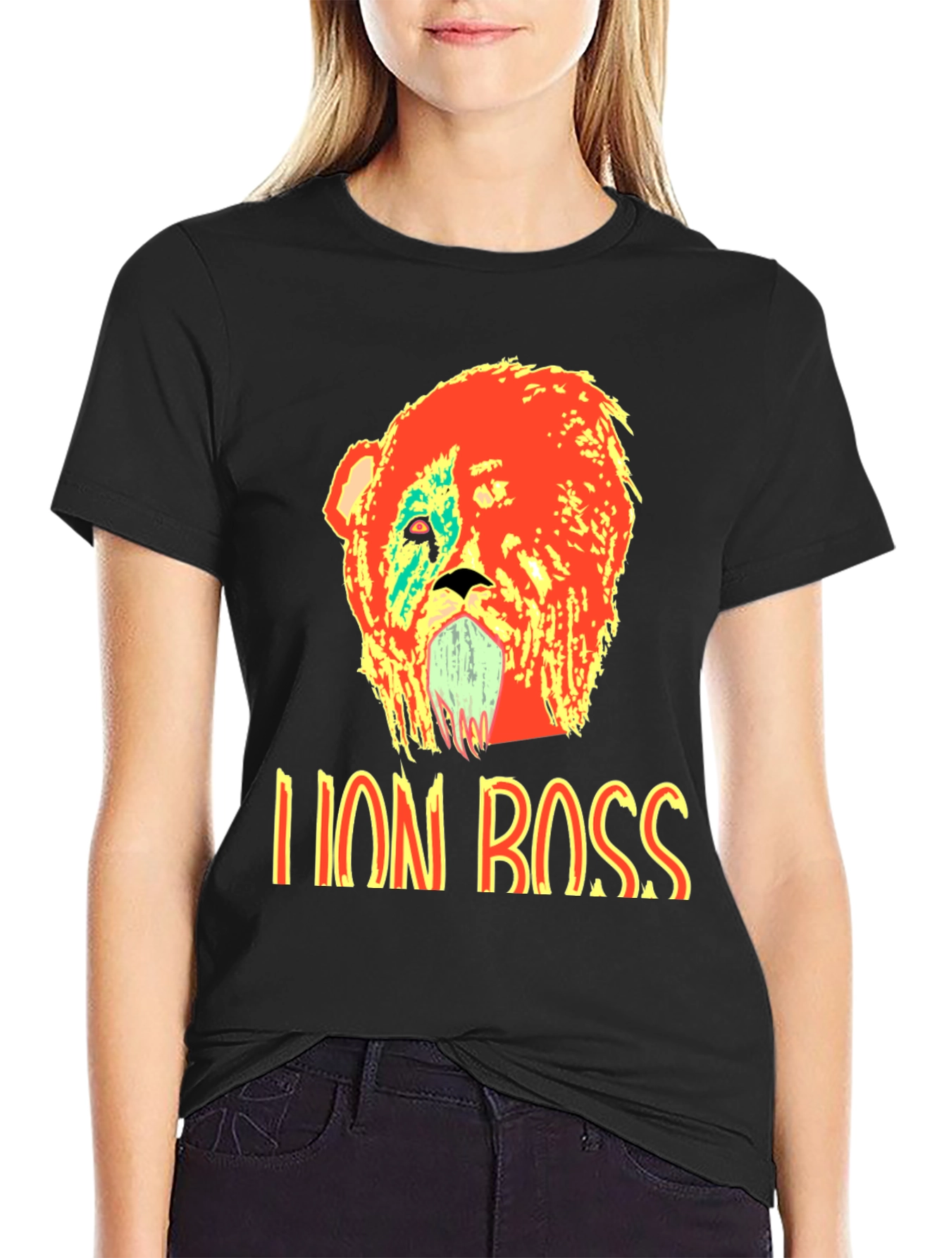 Black Lion Boss Graphic T-Shirt - Bold Design view 2