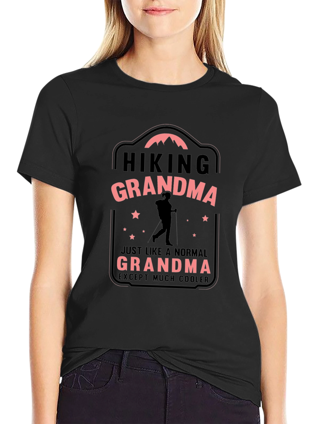 Black Hiking Grandma T-Shirt - Except Much Cooler view 2