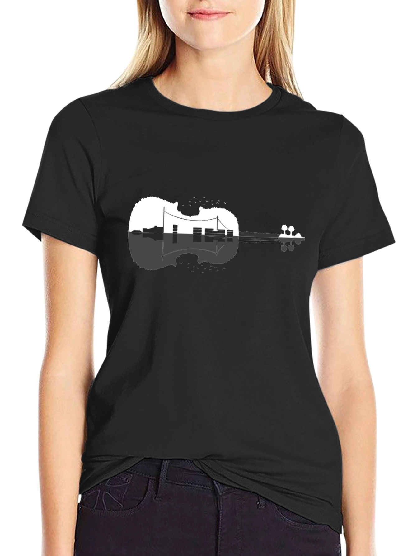 Black Violin Cityscape Graphic Tee view 2