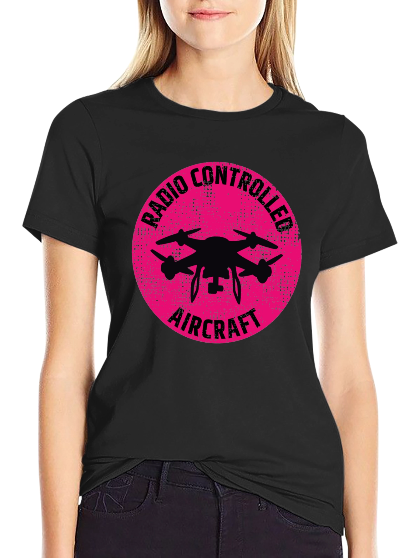Black Radio Controlled Aircraft Graphic Tee view 2