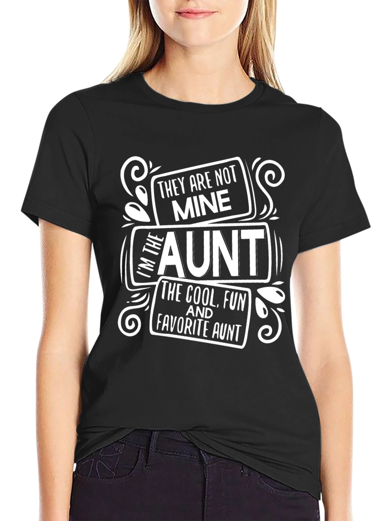 Black Cool Aunt Graphic T-Shirt - Fun Aunt Tee view 2