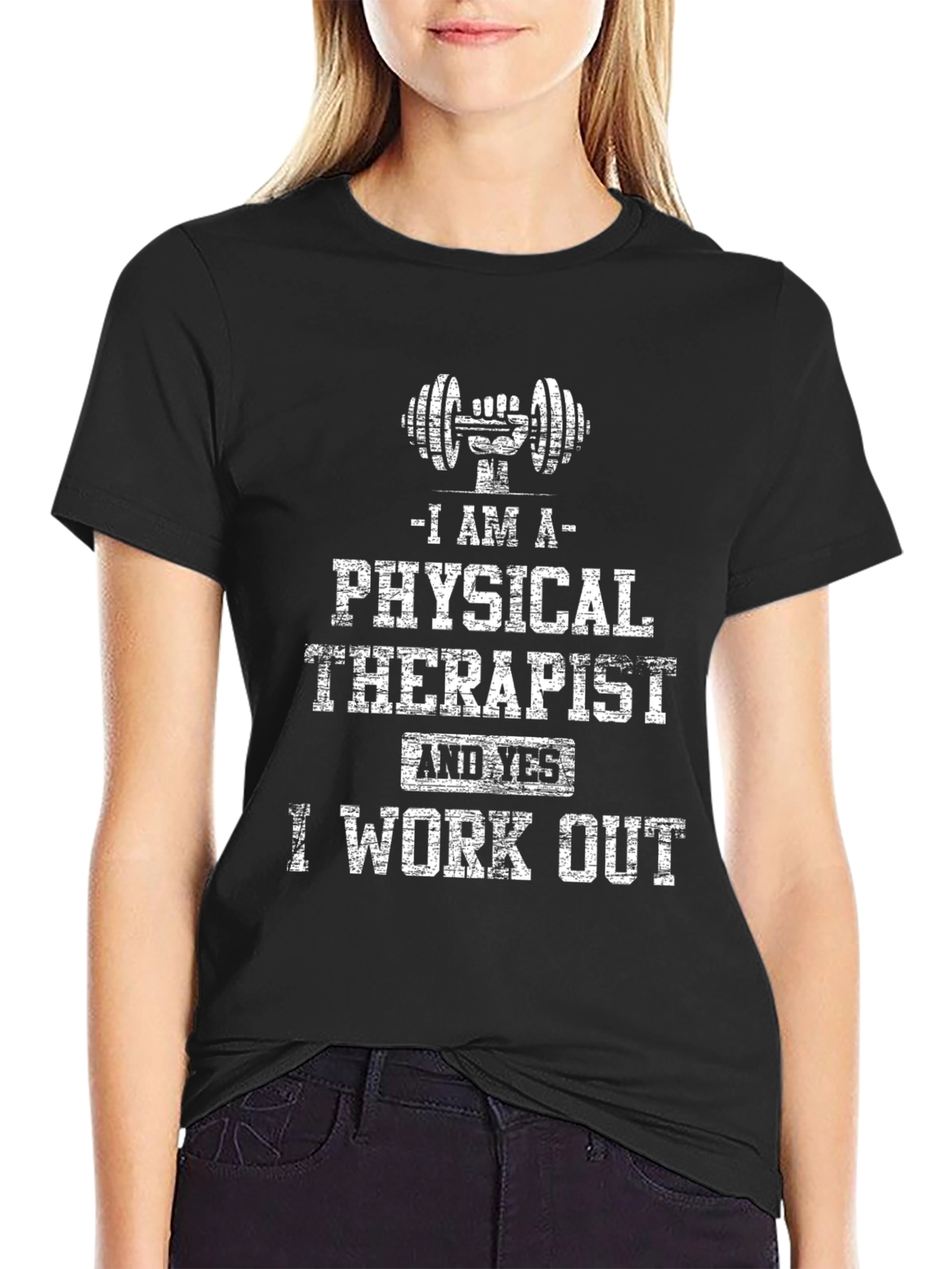 Black Physical Therapist Workout T-Shirt - Gym Gift view 2