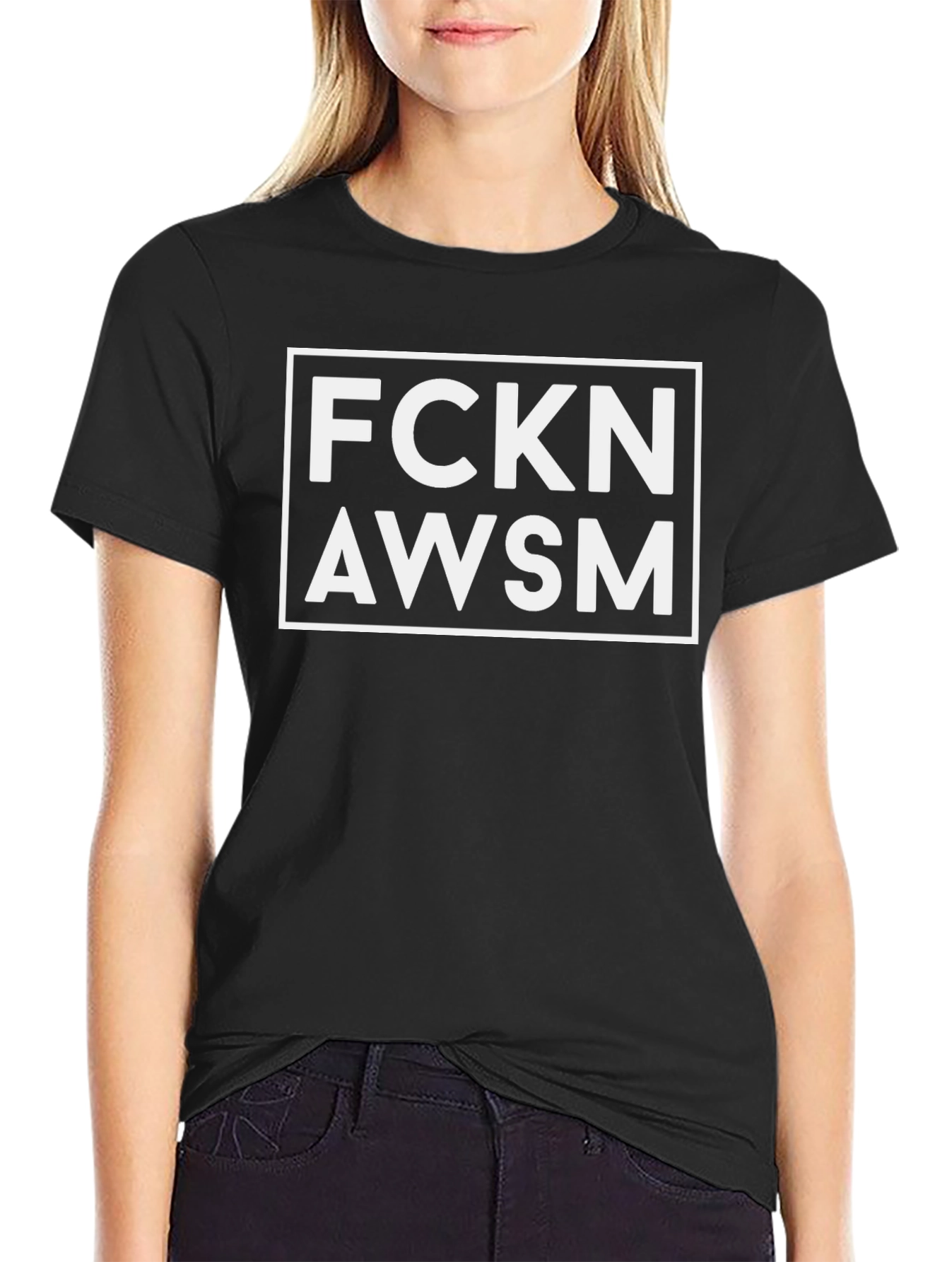 Black Fckn Awsm Graphic Tee - Bold Black T-Shirt view 2