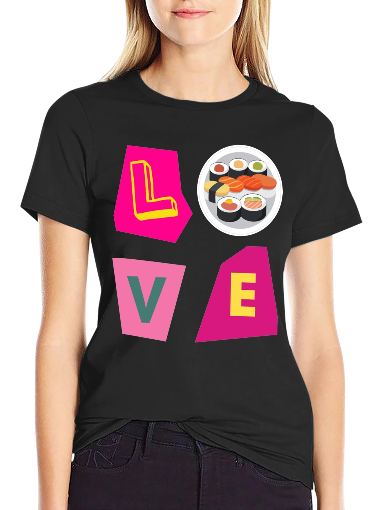 Black Sushi Lover Graphic Tee - Unique Design view 2