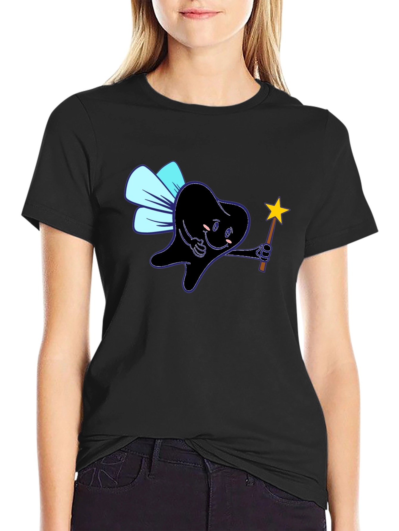 Black Tooth Fairy T-Shirt - Fun Dentist Tee view 2