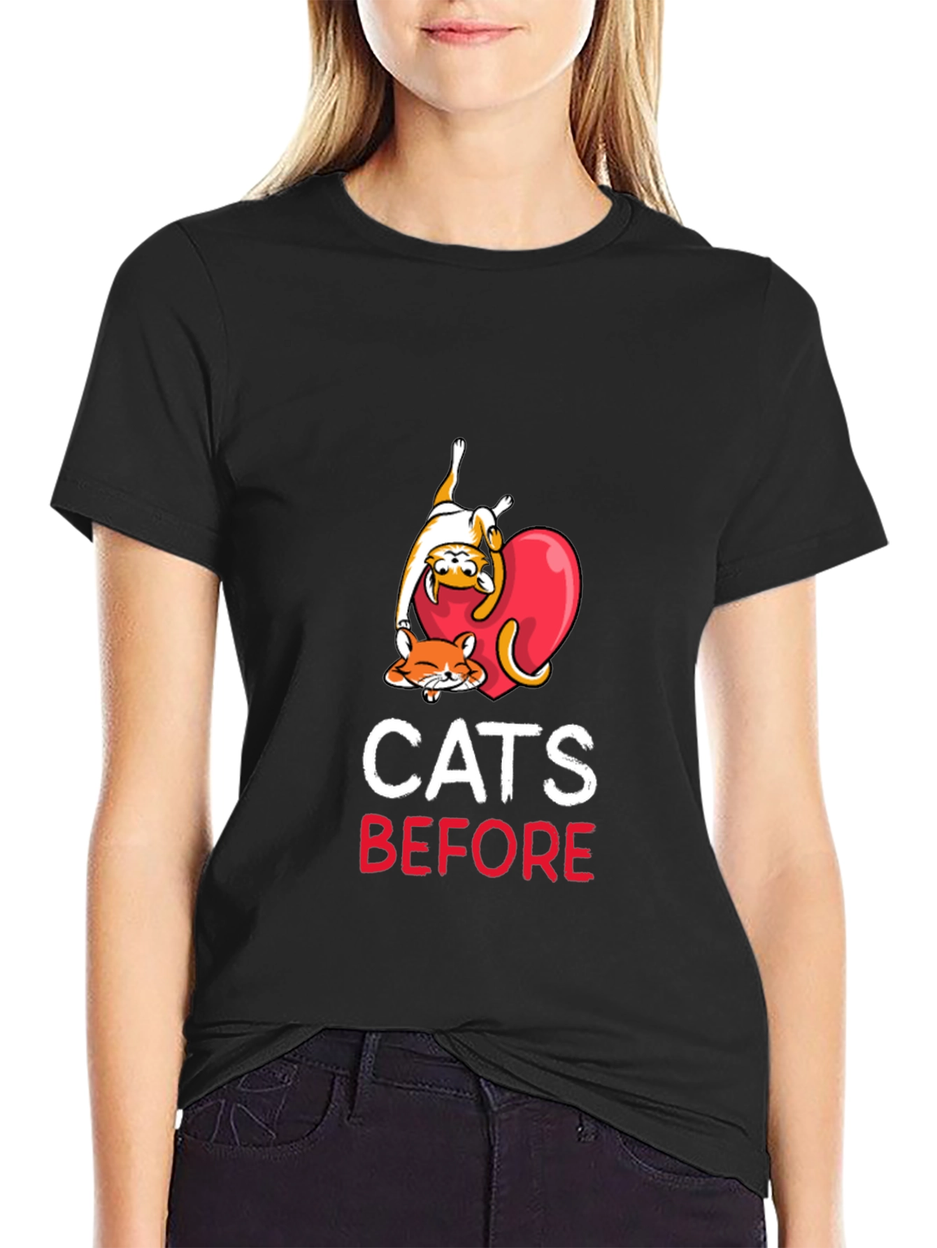 Black Cats Before Anything Men's Black Graphic T-Shirt view 2