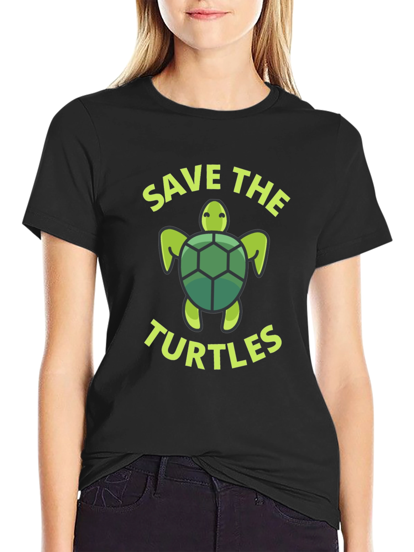 Black Save the Turtles Graphic Tee view 2
