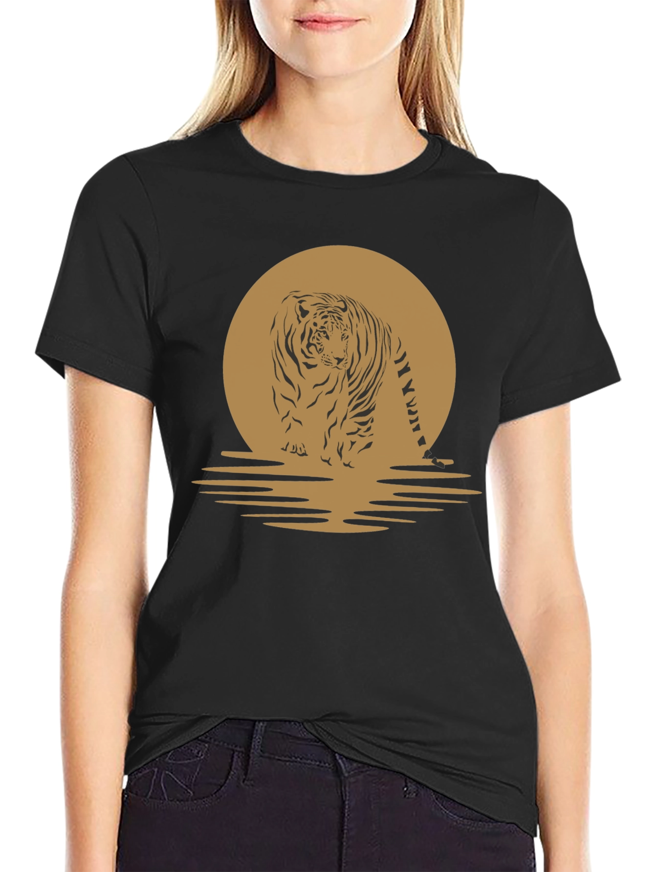 Black Tiger Sunset Graphic Tee - Cool Animal T-Shirt view 2