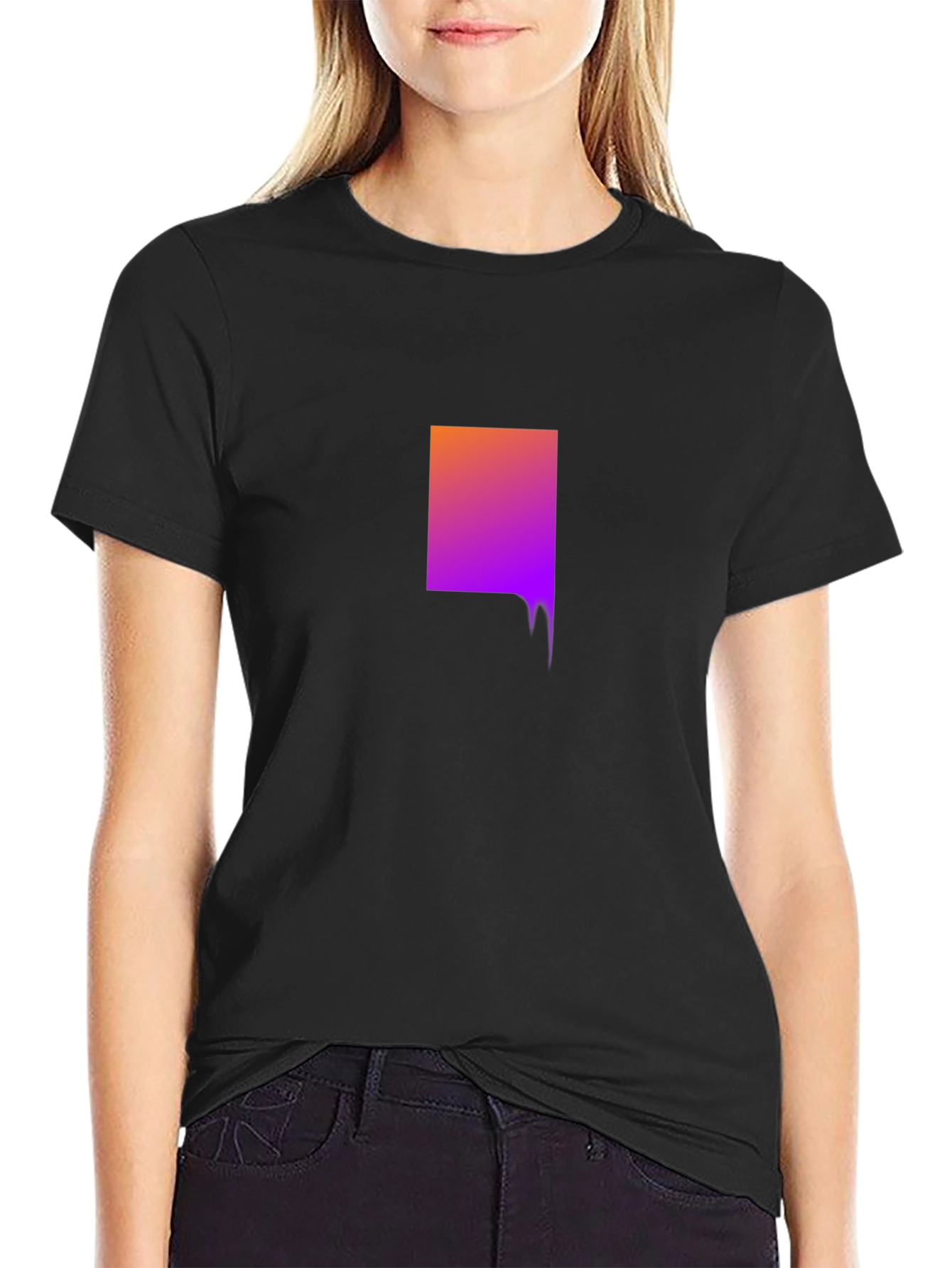 Black Gradient Square Drip Graphic Tee - Trendy Casual Wear view 2