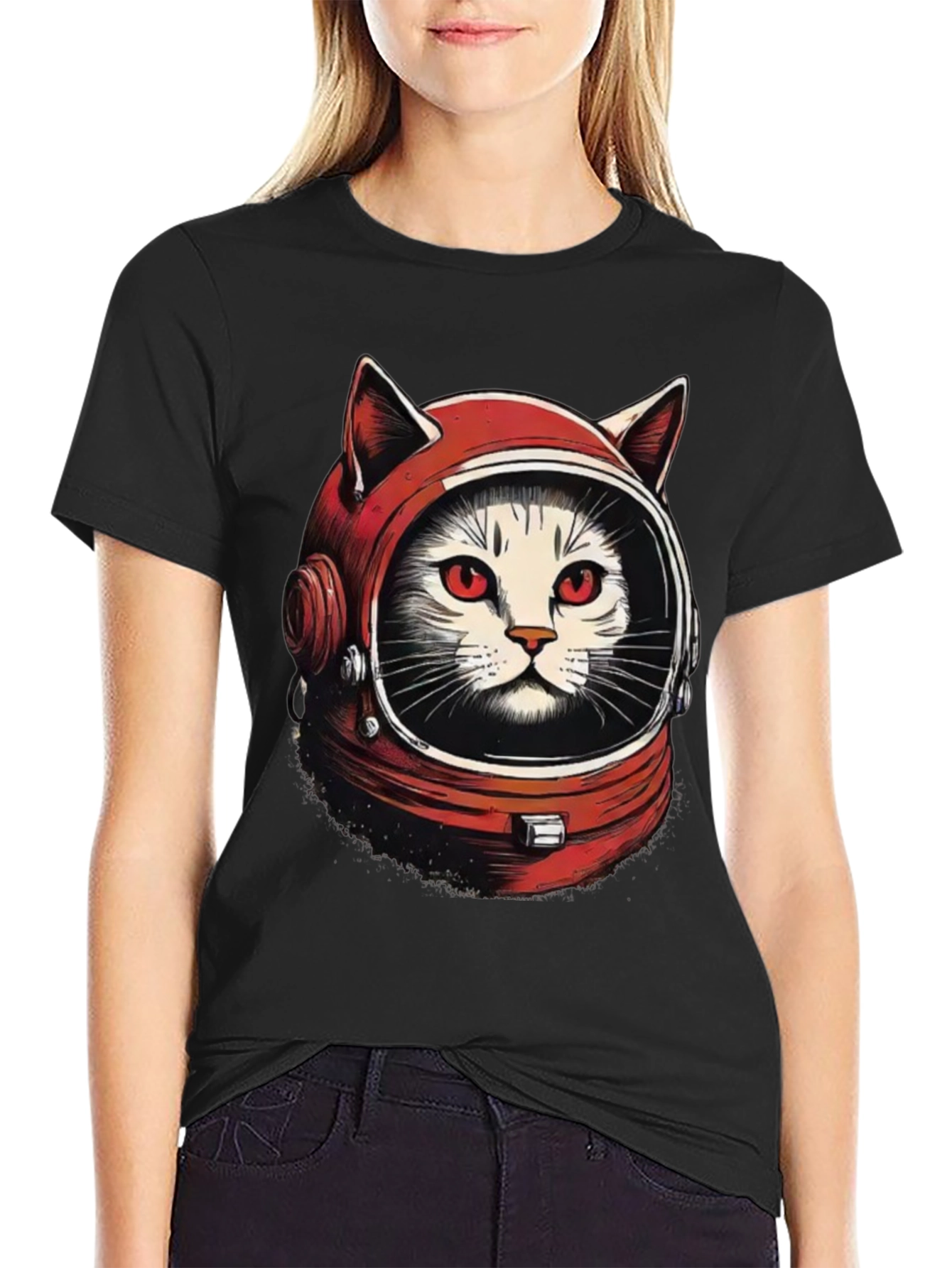 Black Catstronaut Graphic T-Shirt view 2
