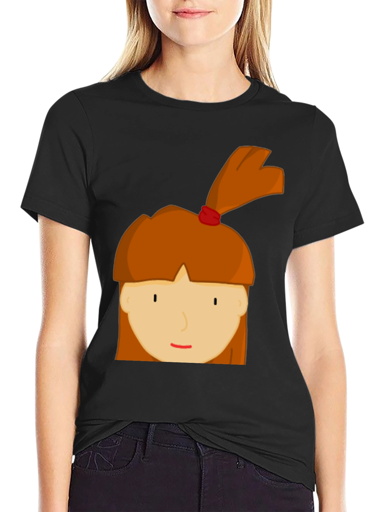 Black Cartoon Girl Graphic Tee - Fun & Casual Style view 2
