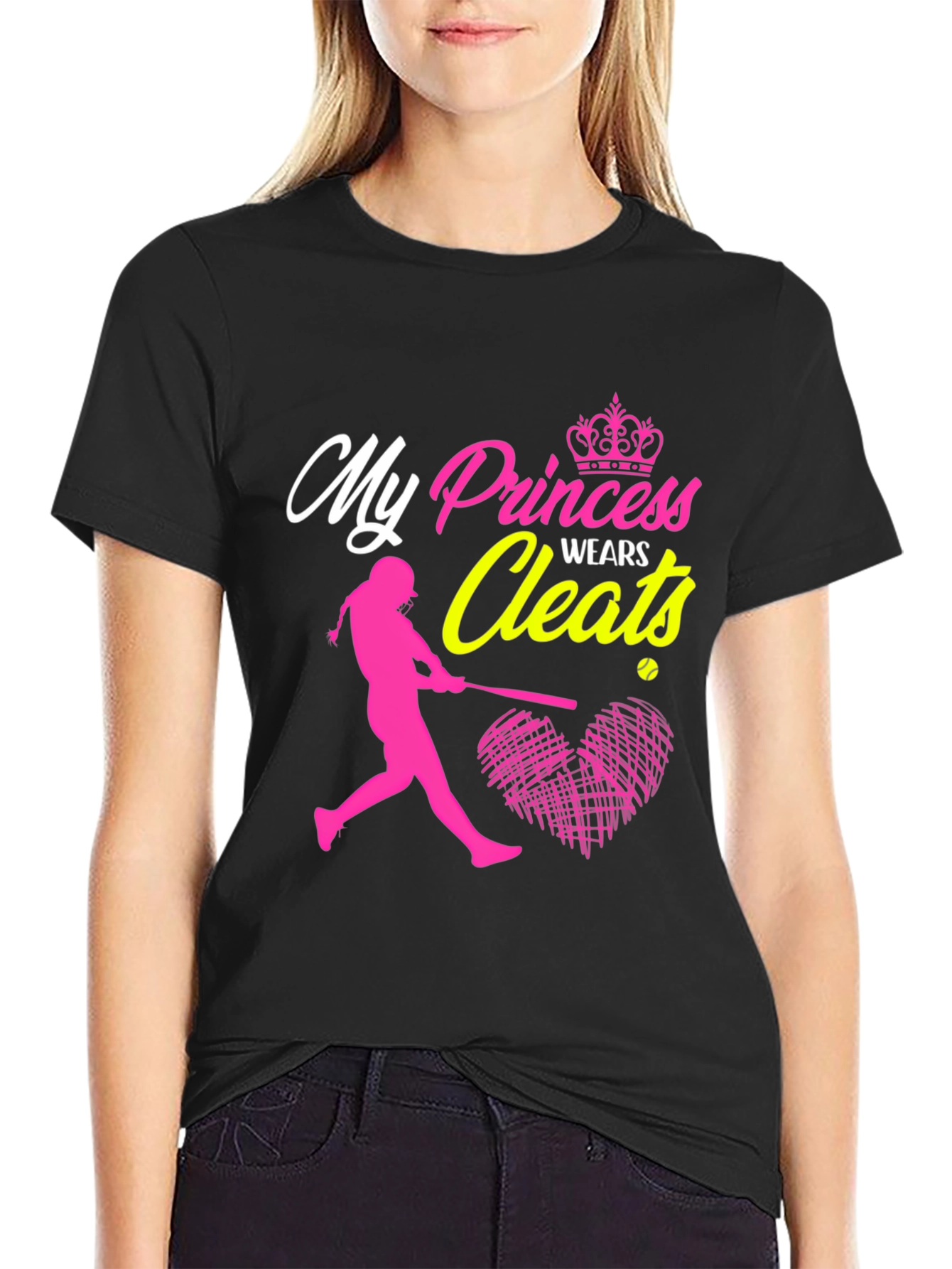 Black My Princess Wears Cleats T-Shirt view 2