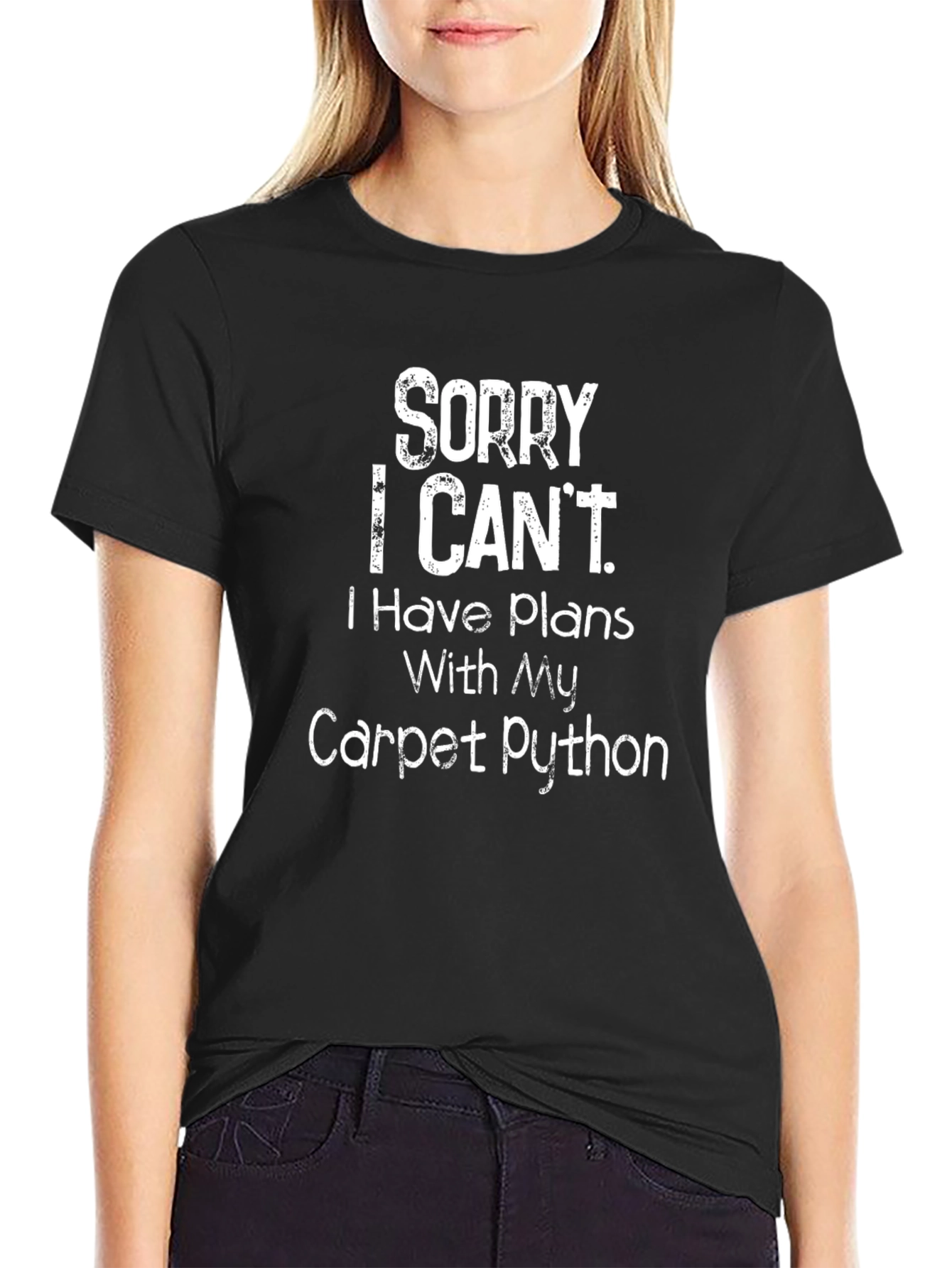 Black Sorry I Can't Carpet Python T-Shirt view 2