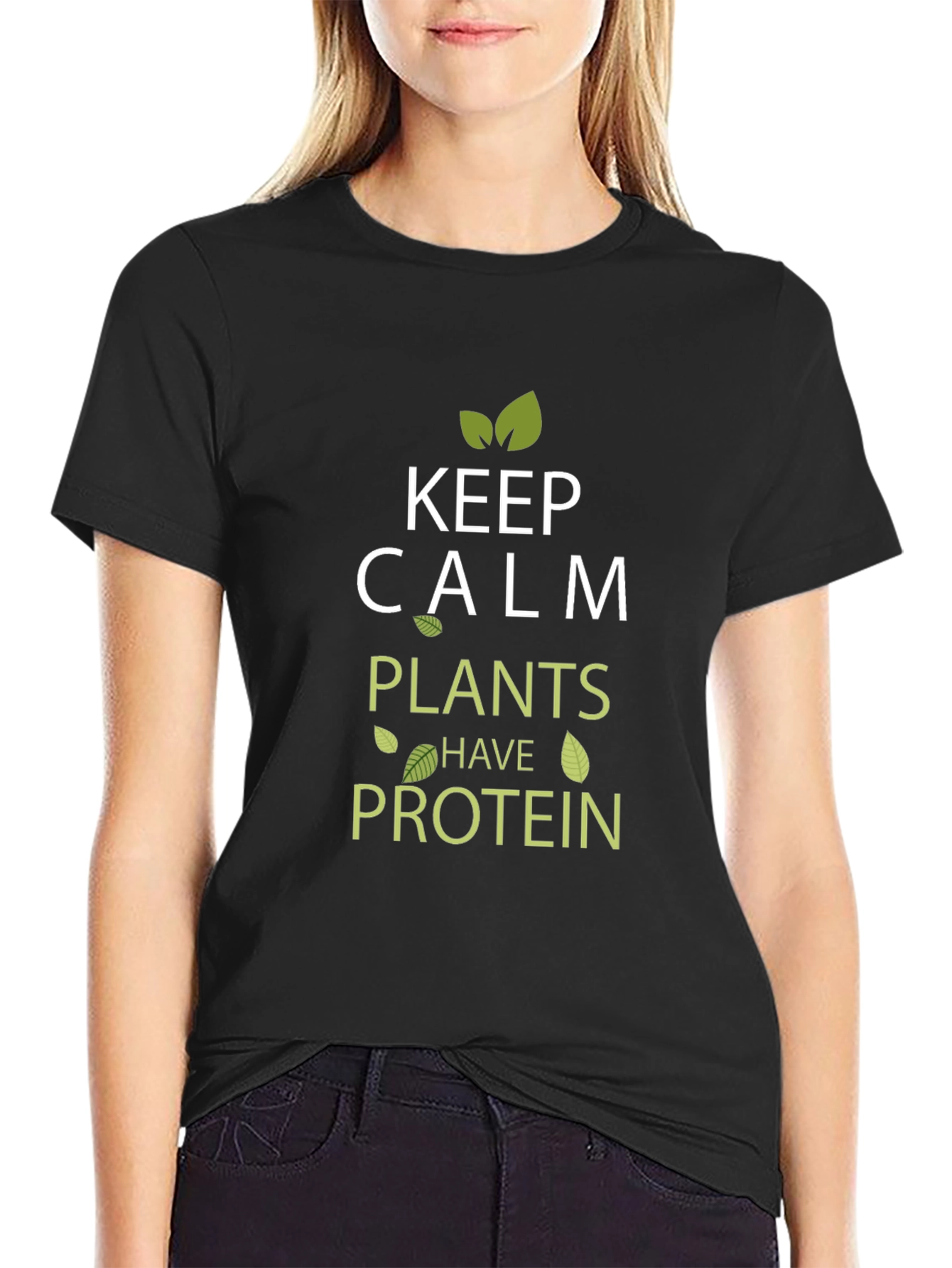 Keep Calm Plants Have Protein Vegan T-Shirt - 2