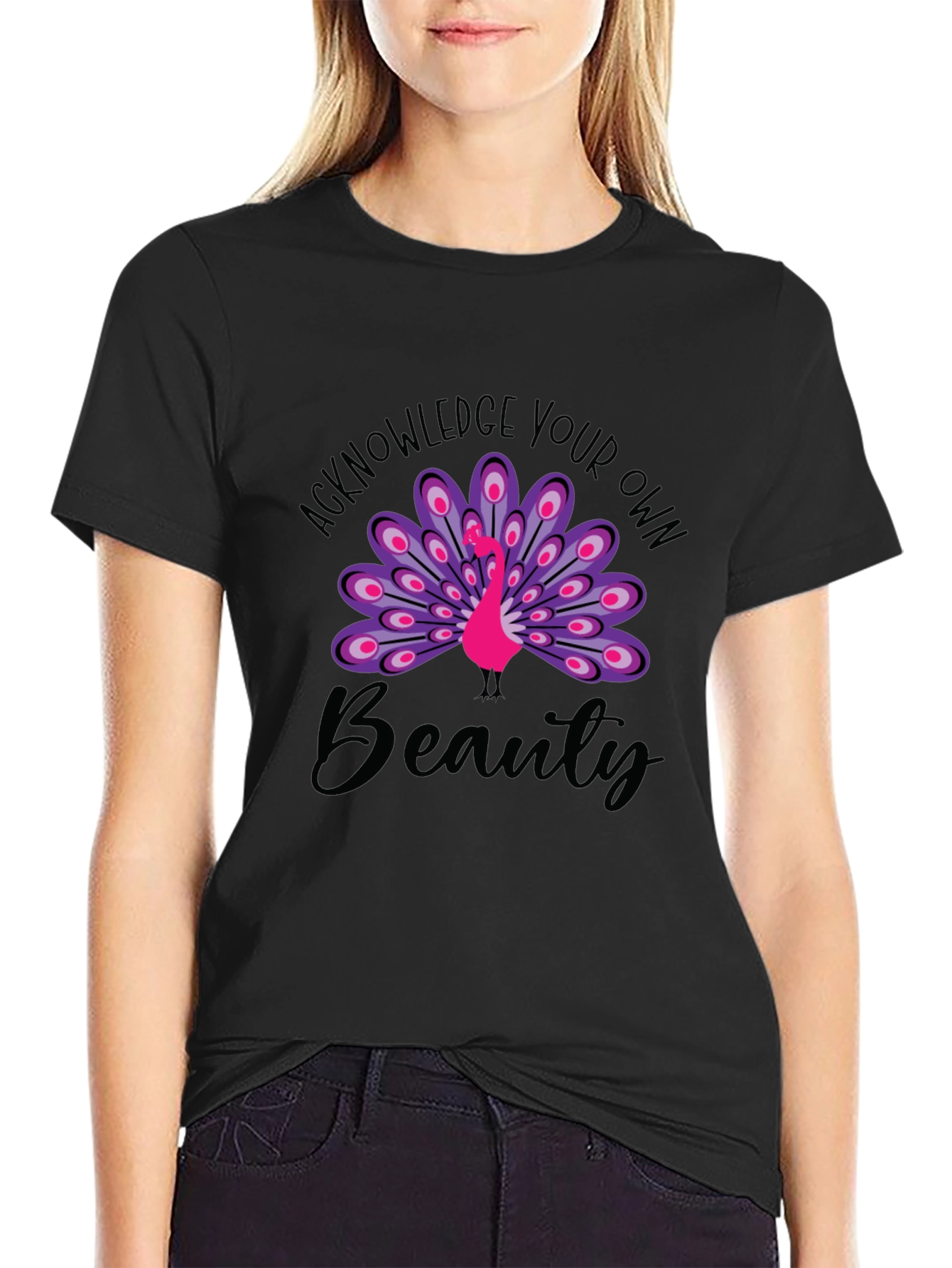 Black Acknowledge Your Own Beauty Black Graphic Tee view 2