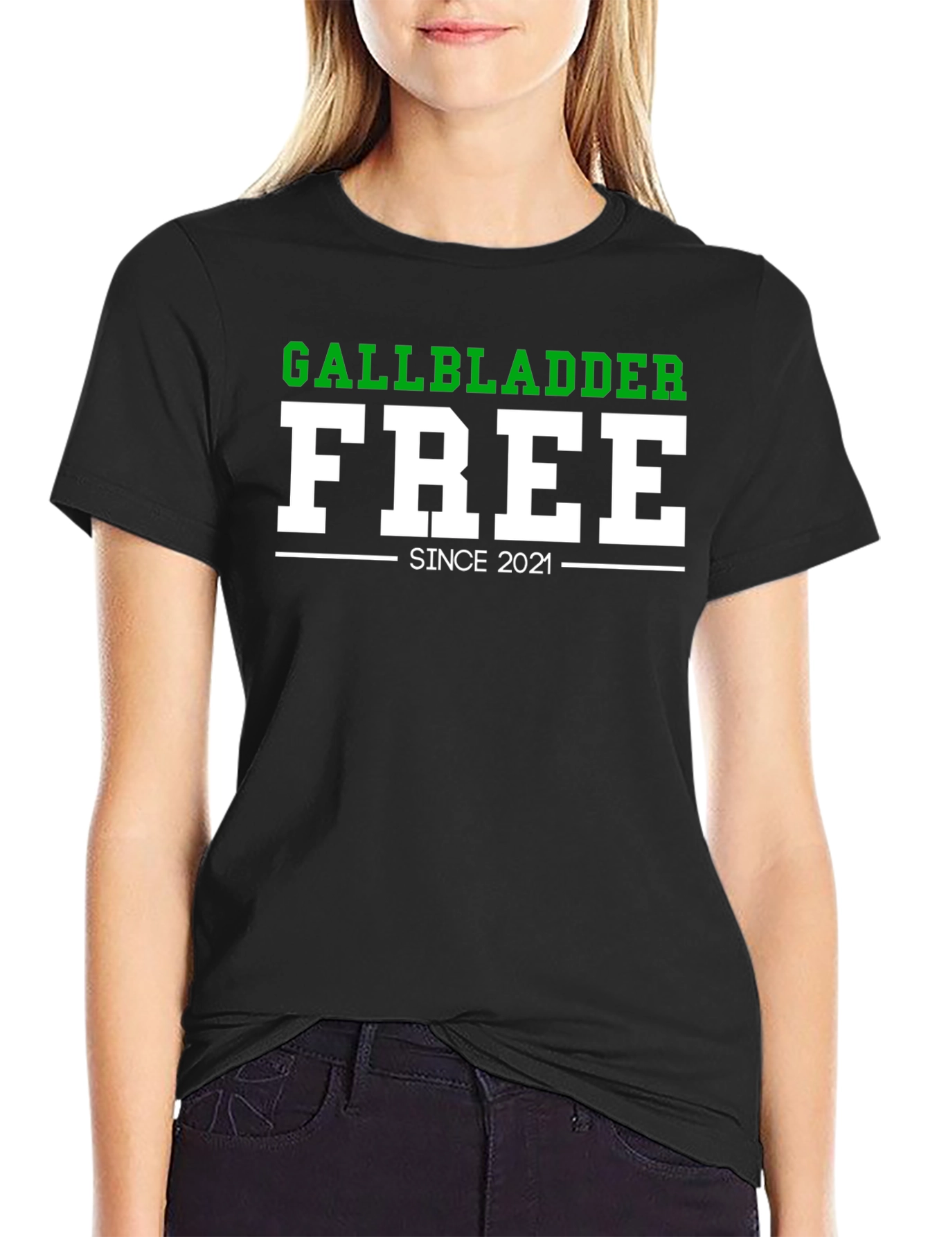 Black Gallbladder Free Since 2021 Funny T-Shirt view 2