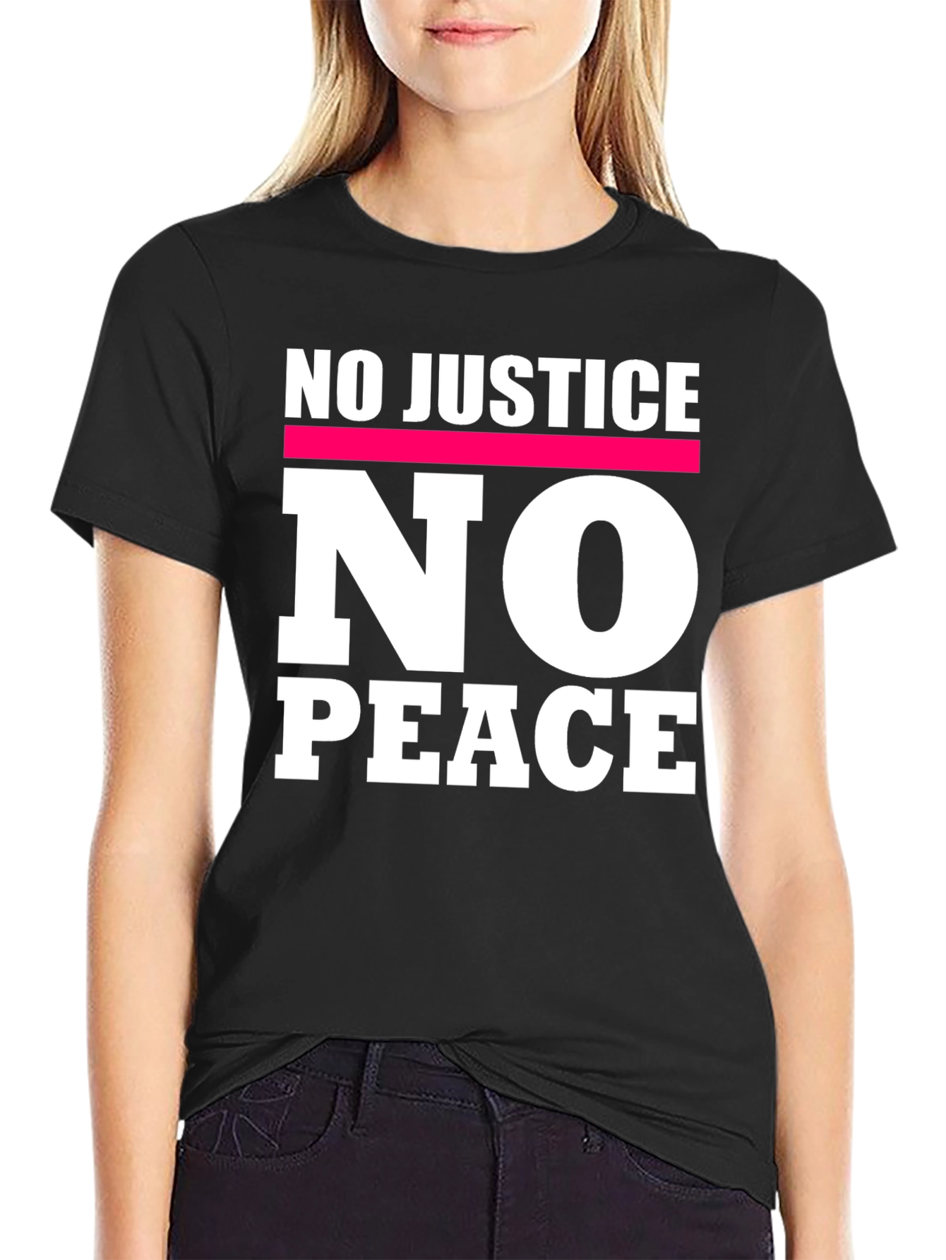 Black No Justice No Peace Graphic Tee view 2