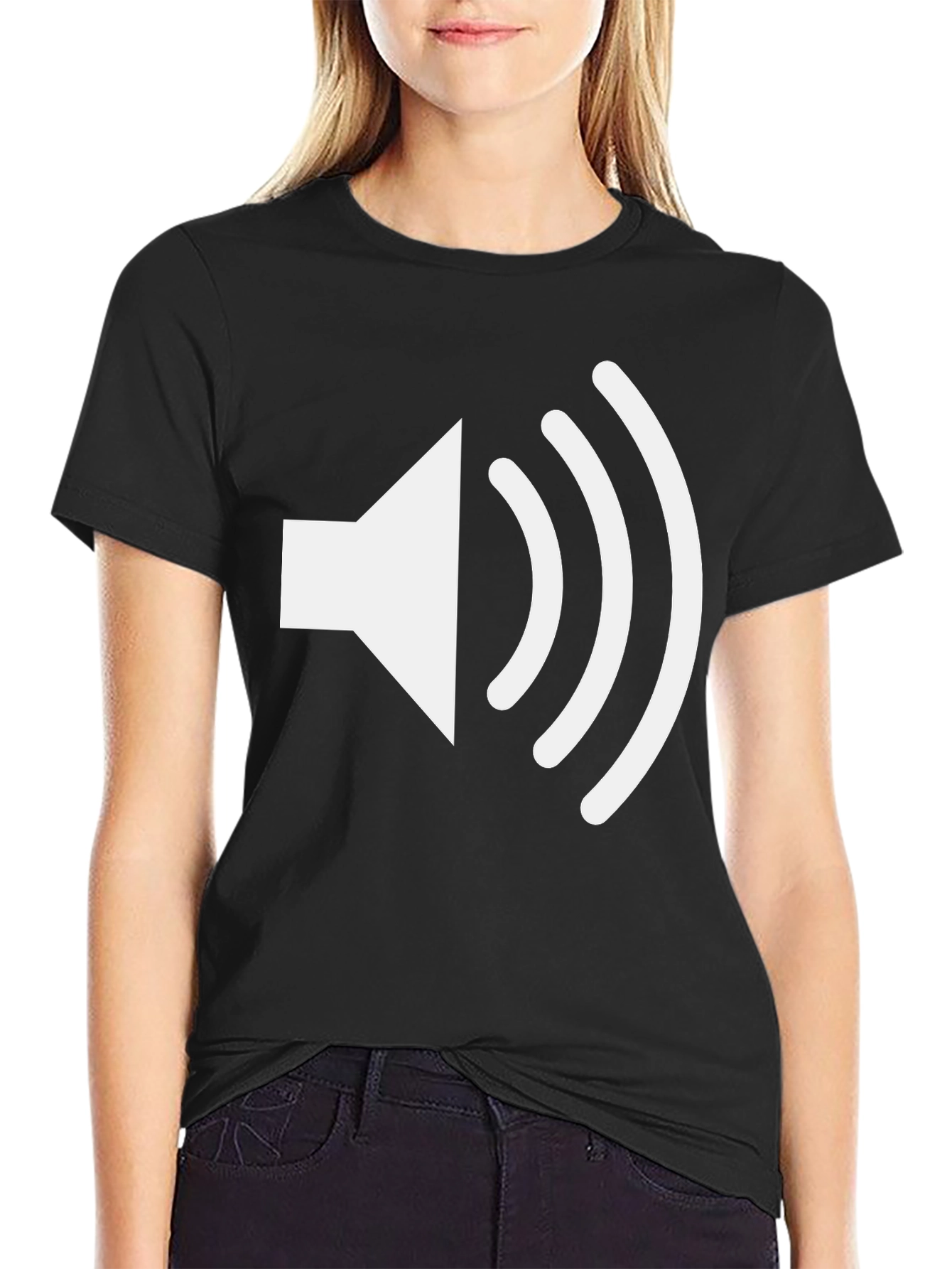 Black Sound Wave Graphic Tee - Black Cotton T-Shirt view 2